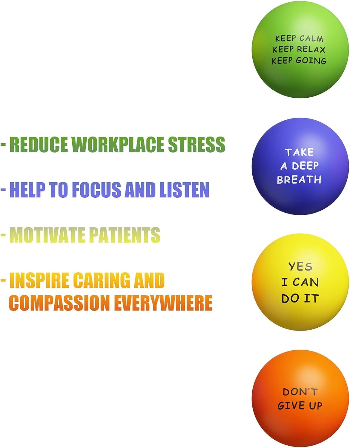 KDG Motivational Stress Balls (4 Pack) – Quotes to Support Focus and Calm