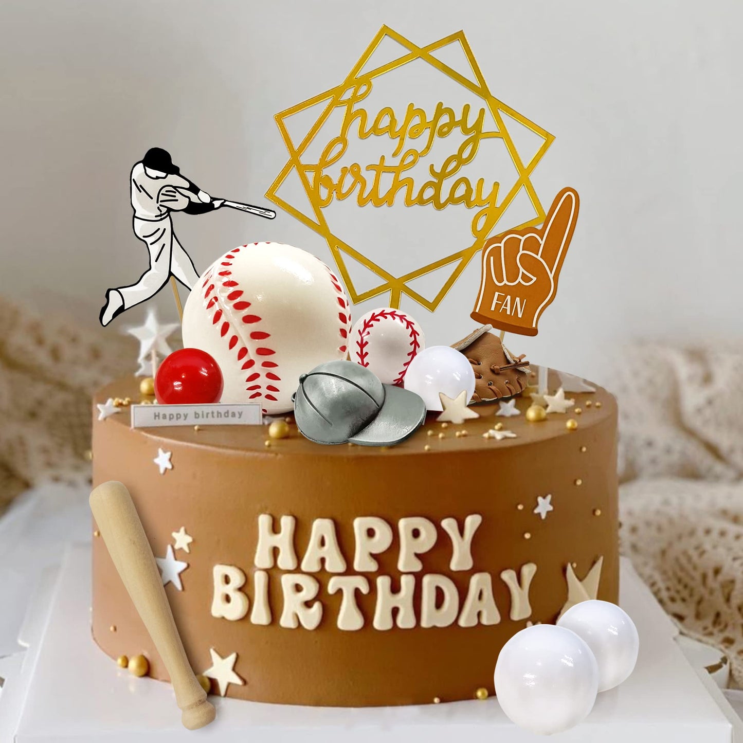 KDPATFAV Baseball Cake Decorations - Sports Theme Birthday Topper Kit