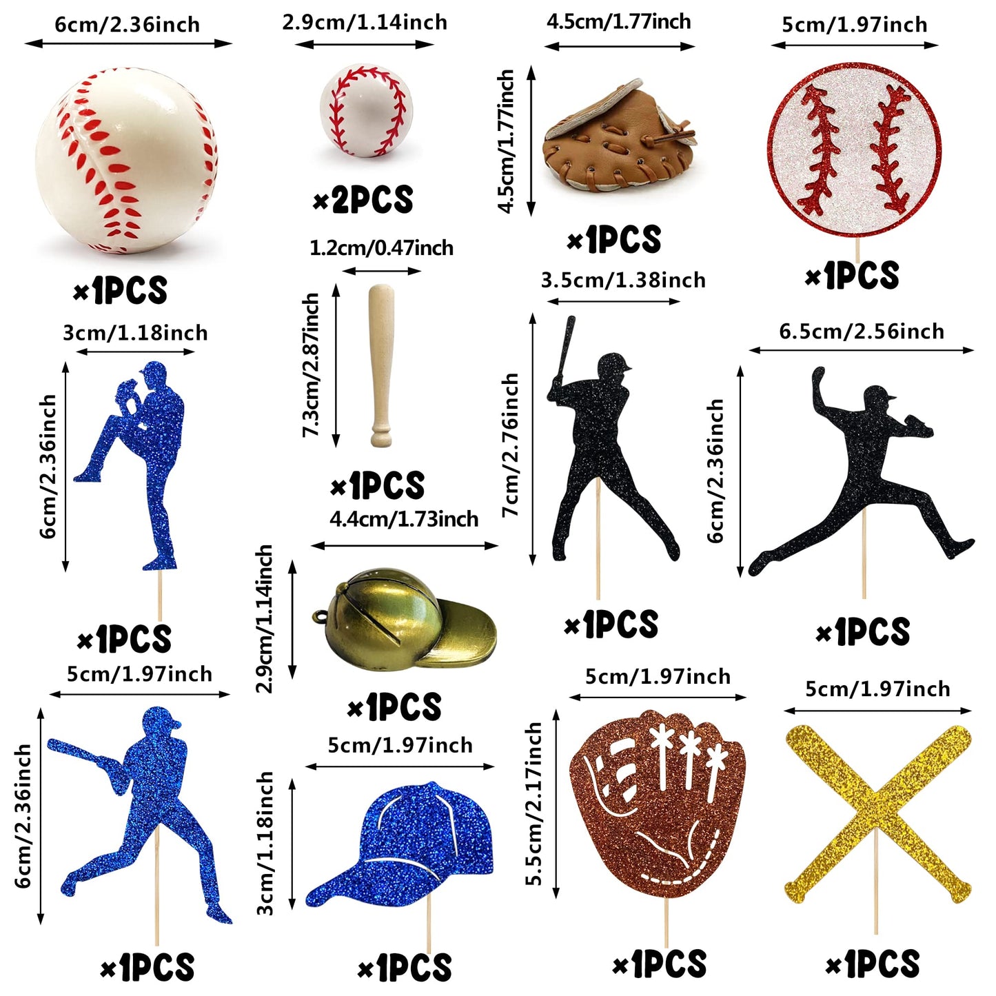 KDPATFAV Baseball Cake Decorations – 36-Piece Sports Theme Toppers