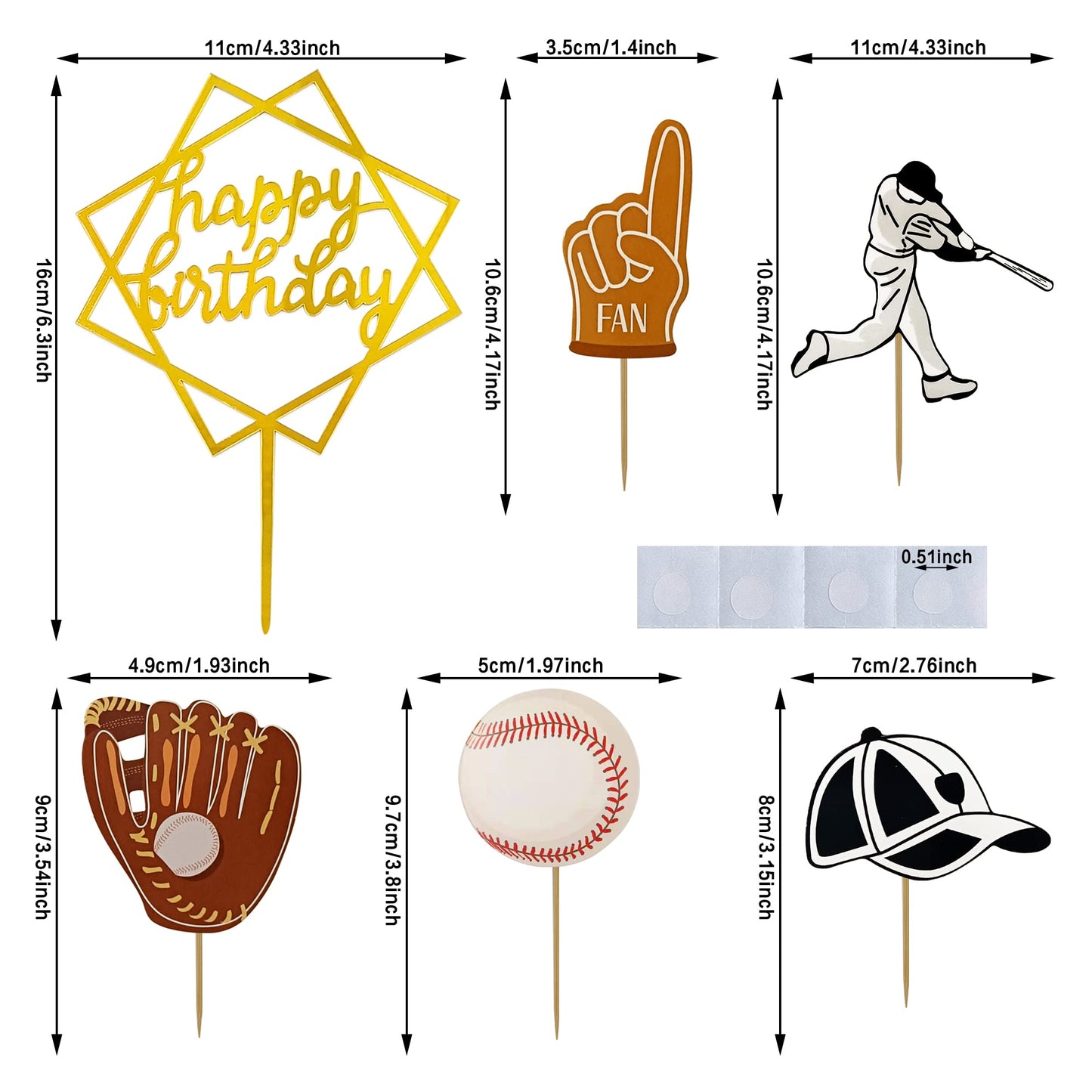KDPATFAV Baseball Cake Decorations - Sports Theme Birthday Topper Kit