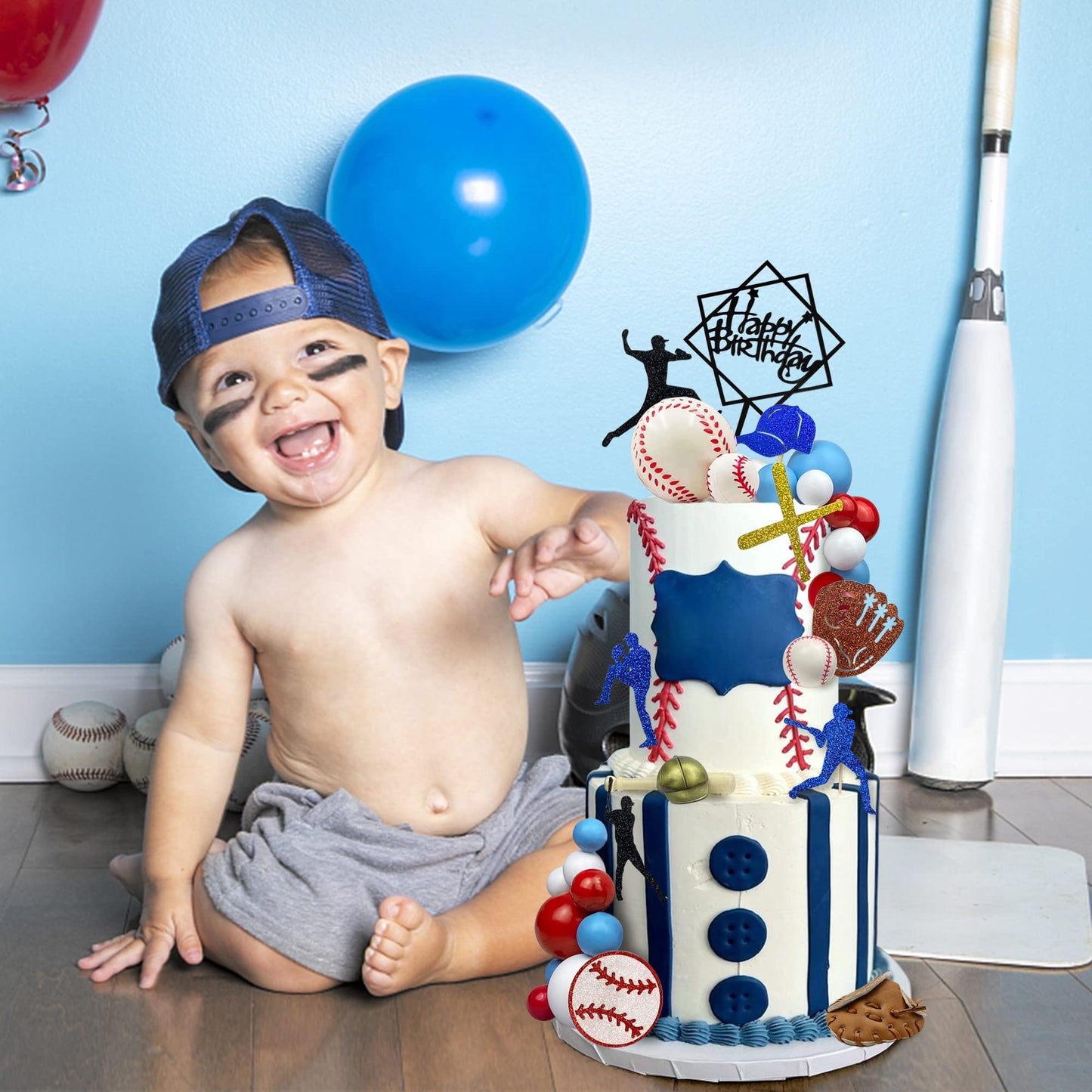 KDPATFAV Baseball Cake Decorations – 36-Piece Sports Theme Toppers