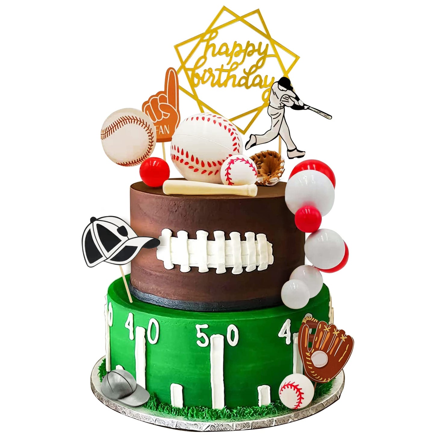 KDPATFAV Baseball Cake Decorations - Sports Theme Birthday Topper Kit