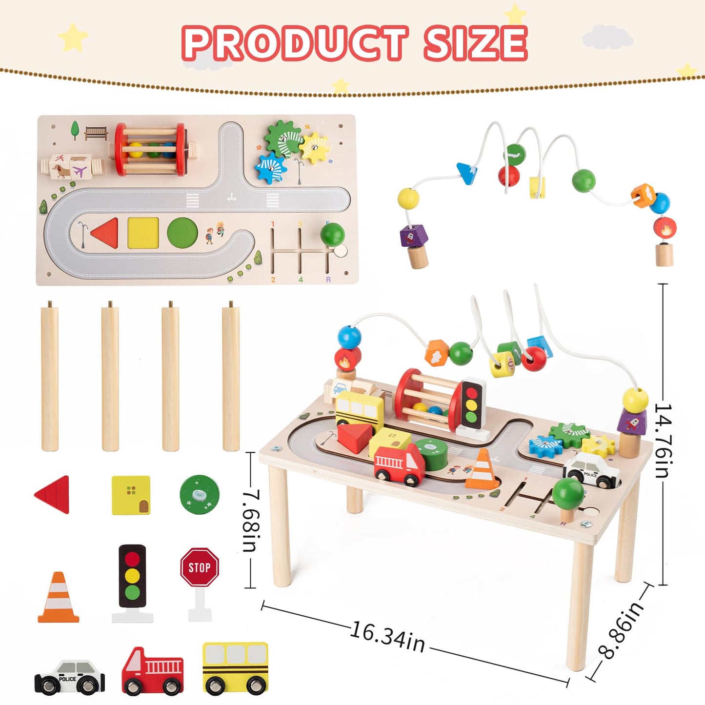 KDSFT 8-in-1 Montessori Activity Table for Toddlers – Bead Maze, Shape Sorter & More