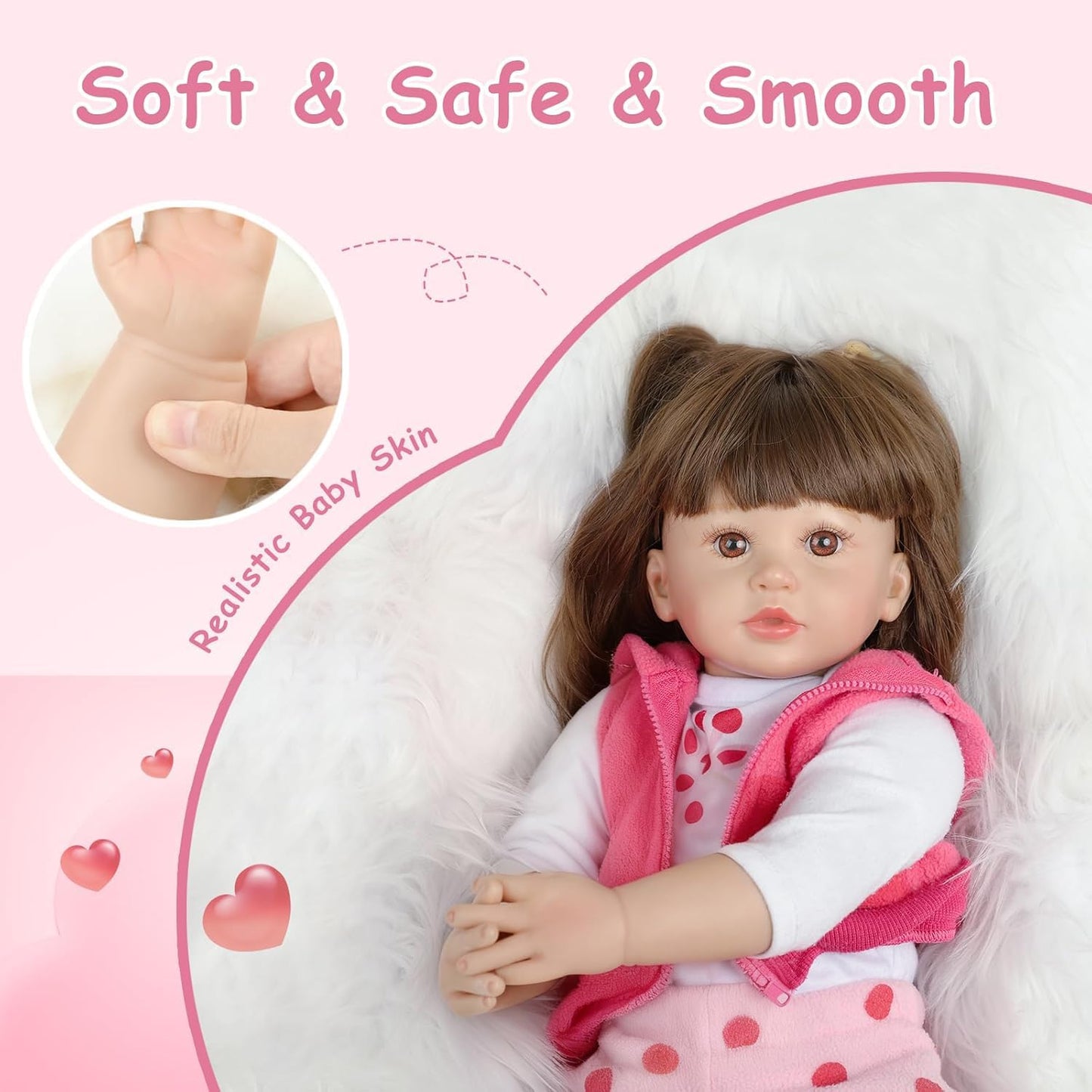 Kdudgso Reborn 24-Inch Realistic Toddler Doll — Long Hair, Gift Box, Pacifier, Birth Certificate