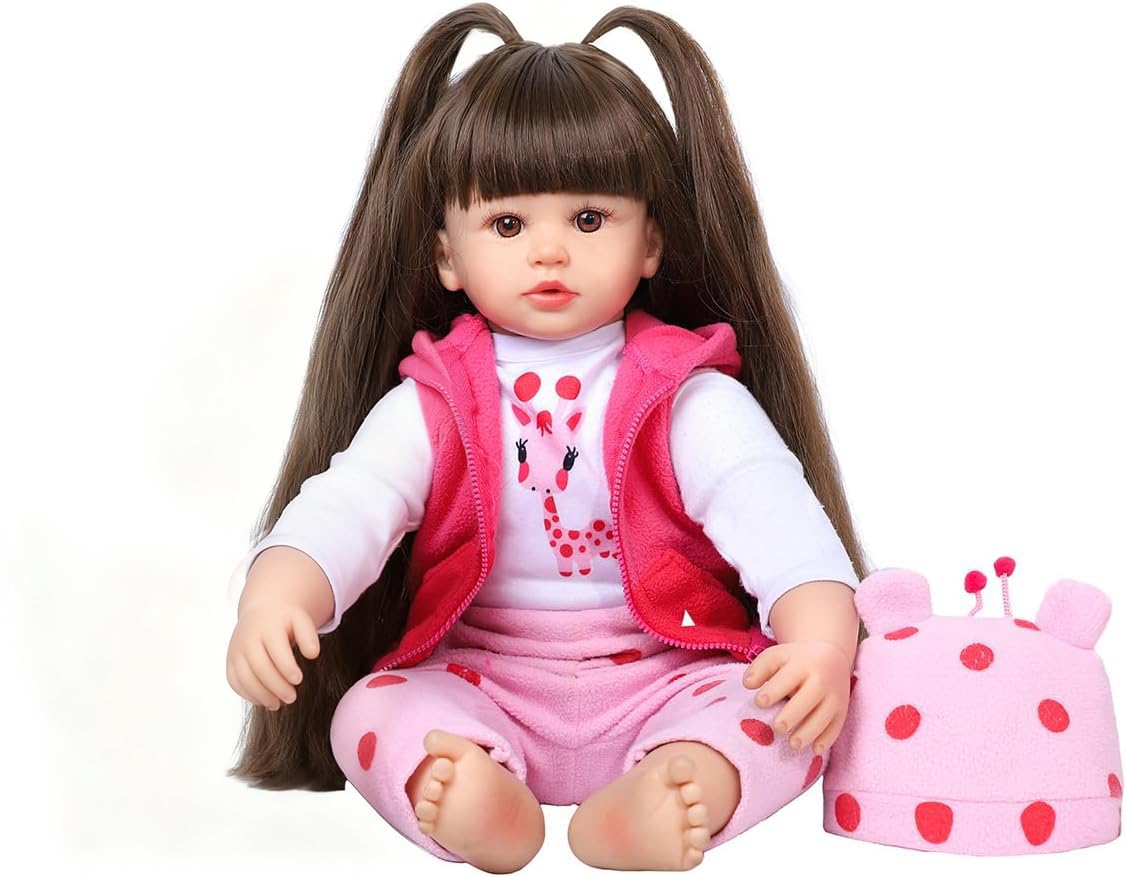 Kdudgso Reborn 24-Inch Realistic Toddler Doll — Long Hair, Gift Box, Pacifier, Birth Certificate