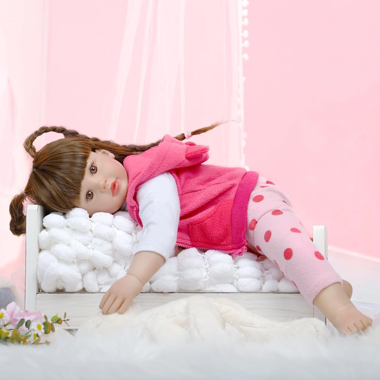 Kdudgso Reborn 24-Inch Realistic Toddler Doll — Long Hair, Gift Box, Pacifier, Birth Certificate
