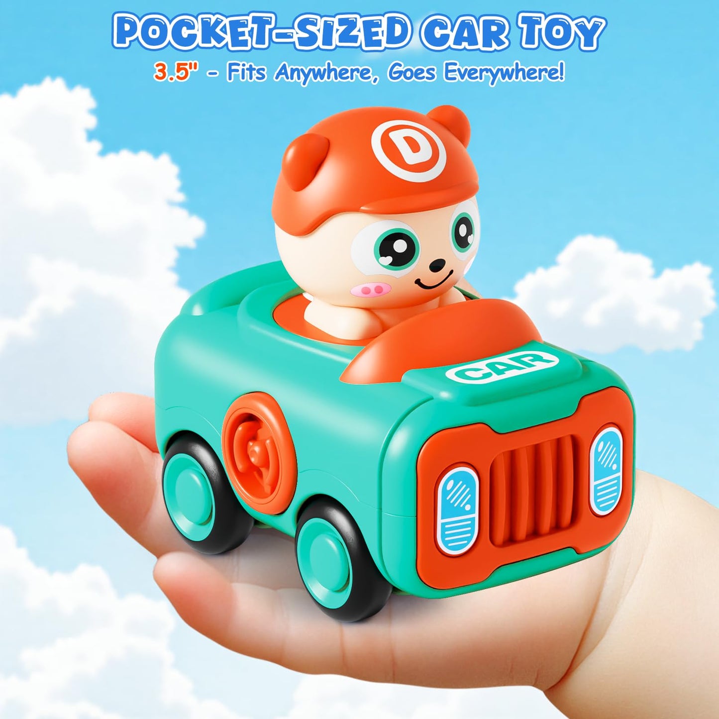Keamaidy Baby Car Toys - 4-Pack Press to Go Push Cars for Toddlers 12-18 Months