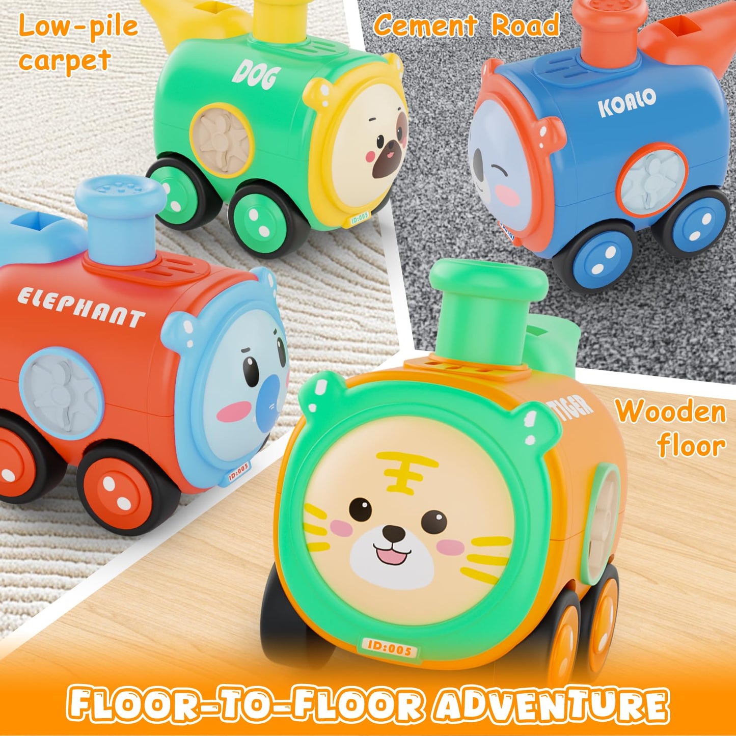Keamaidy Baby Train Car Toys — 4-Pack Push Cars for Toddlers (12-18 Months) No Batteries