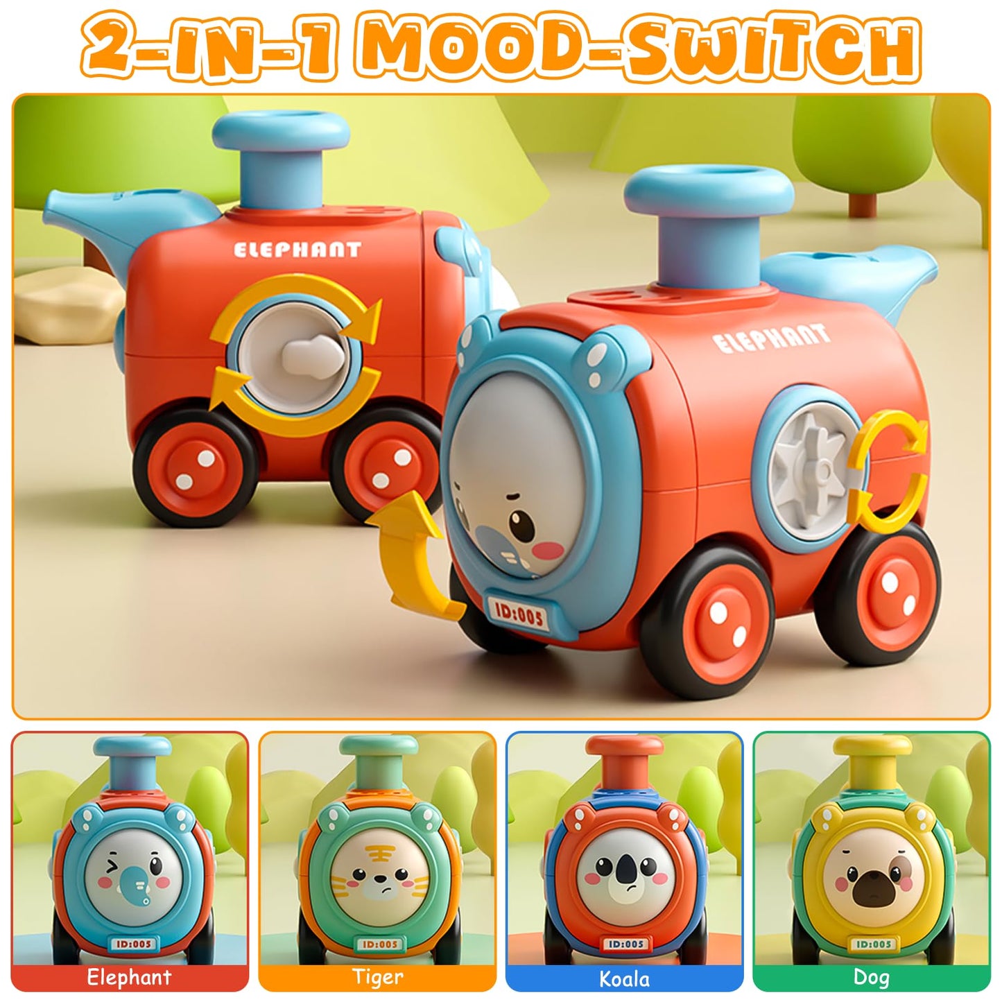 Keamaidy Baby Train Car Toys — 4-Pack Push Cars for Toddlers (12-18 Months) No Batteries