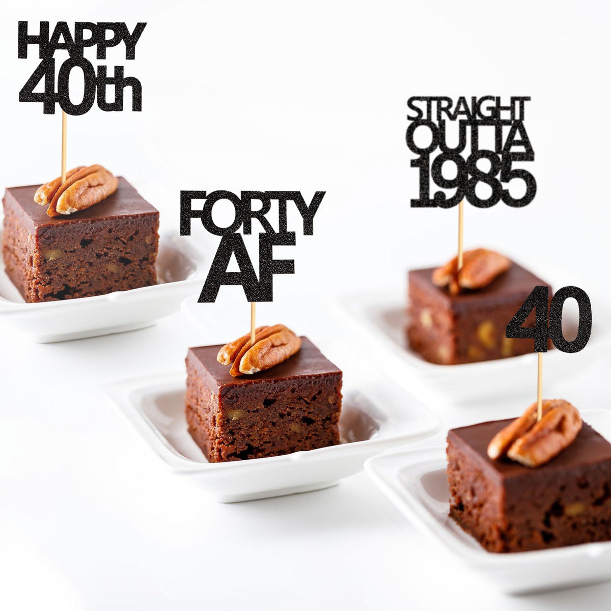 Keaziu 48 Black 40th Birthday Cupcake Toppers - Straight Outta 1985 | Forty AF Party Decor