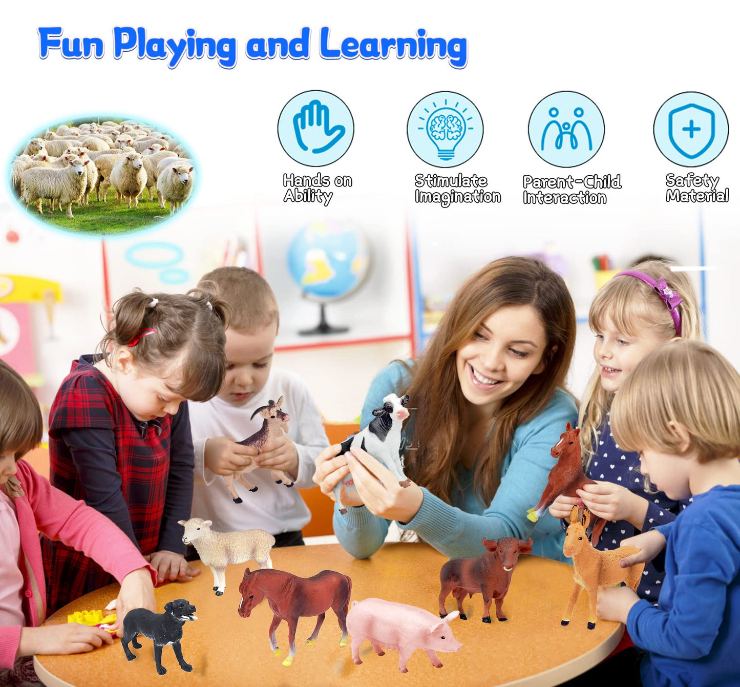 KECIABO 8-Piece Farm Animal Figurines Set — Realistic, Safe Plastic Toys for Kids