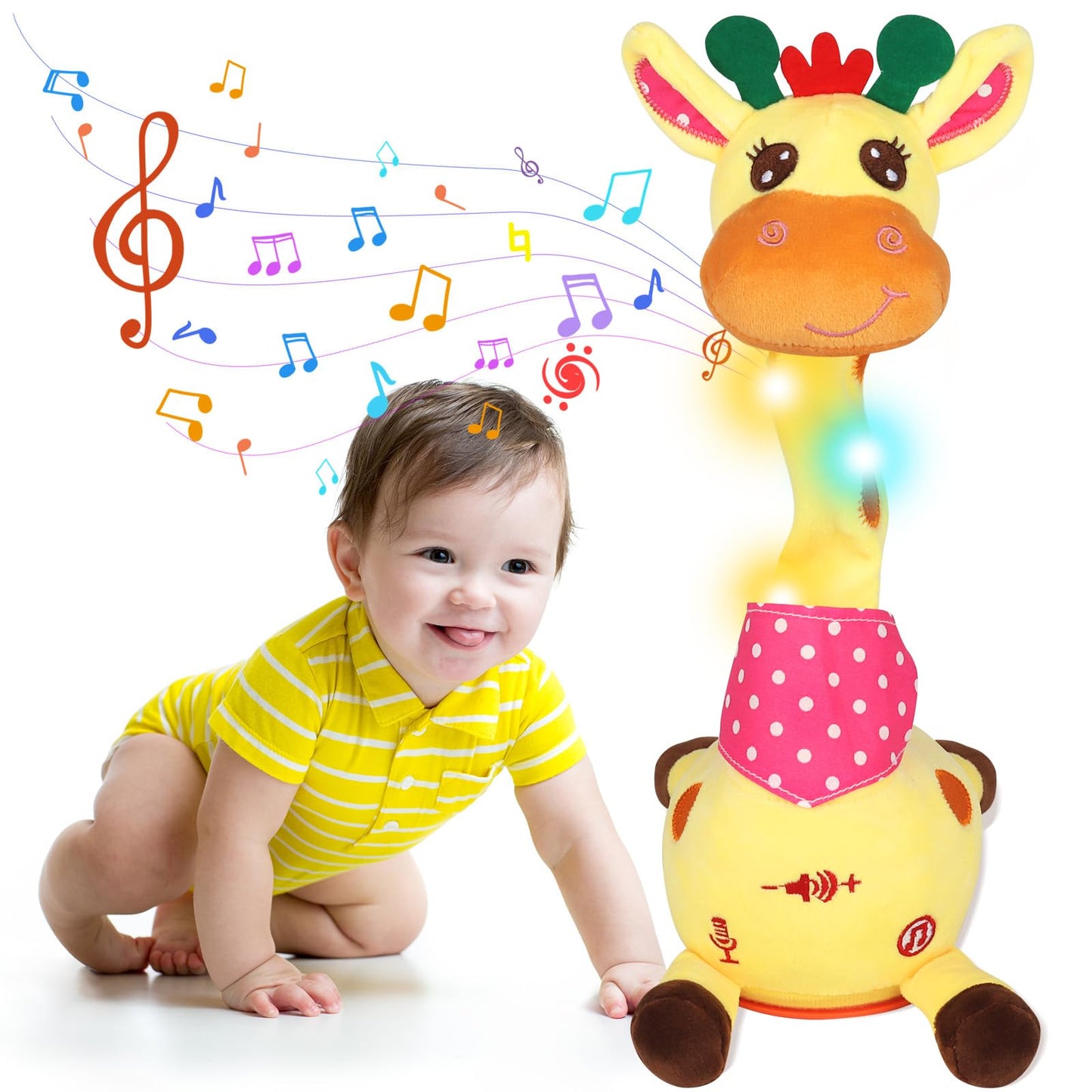 Keculf Dancing Giraffe Toy with LED Lights - Talking & Recording Giraffe Baby Toy