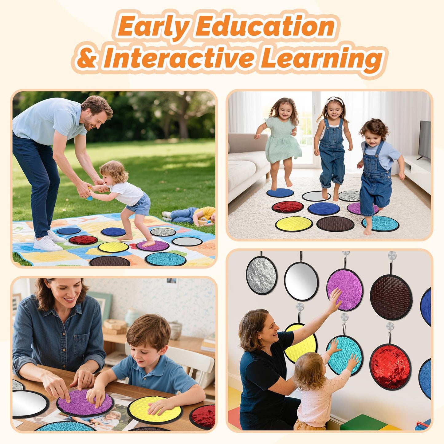 Keculf Upgraded 9 Pcs Sensory Mats with Gift Package – Mixed Textures & Colors for Kids