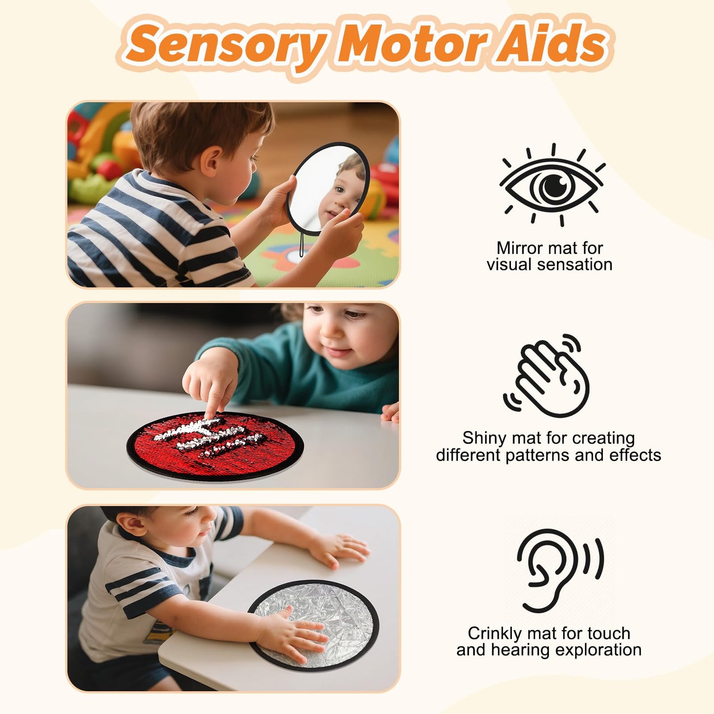 Keculf Upgraded 9 Pcs Sensory Mats with Gift Package – Mixed Textures & Colors for Kids