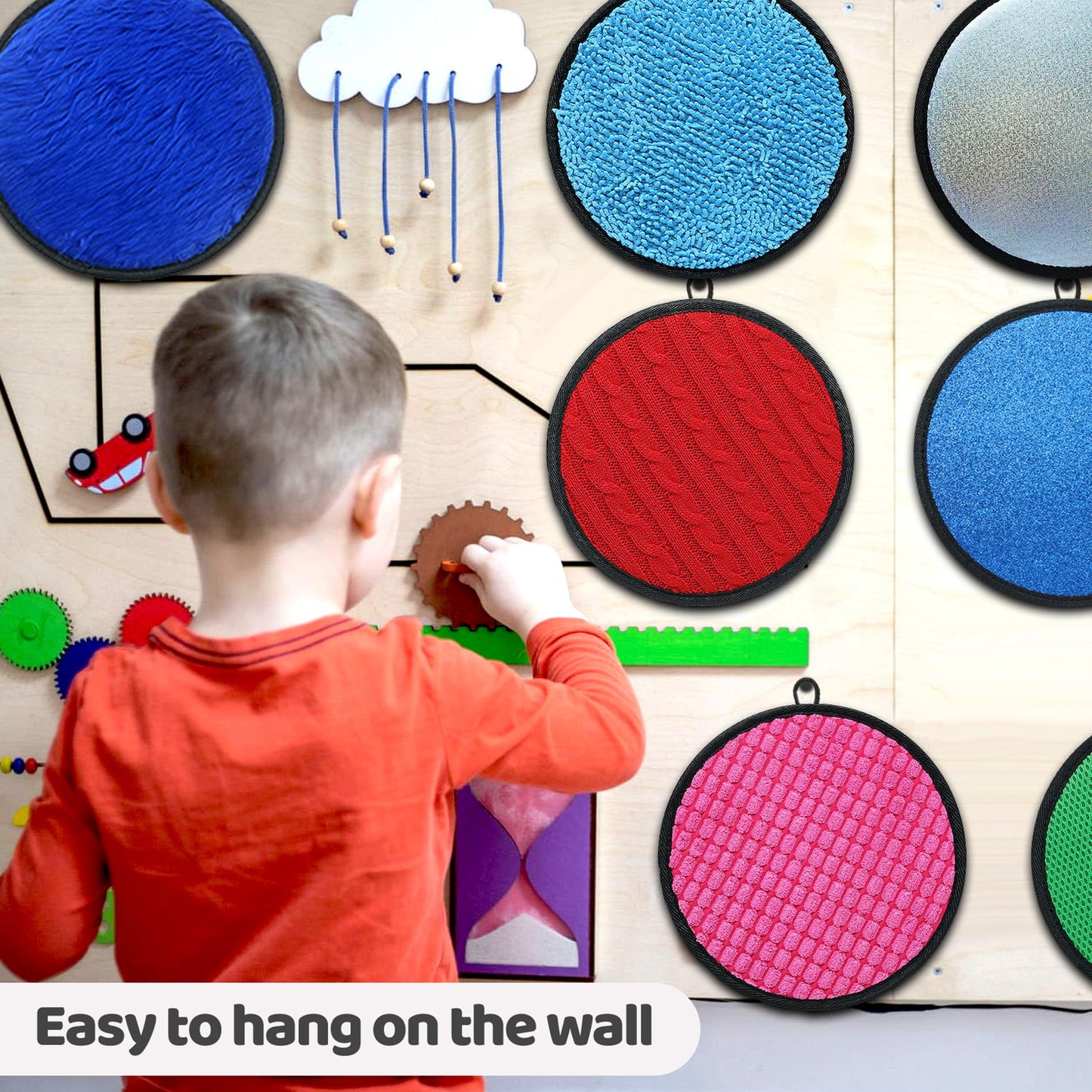 Keculf Upgraded 16-Set Sensory Mats – Multi-Color Tactile Wall Panel Montessori Toy for Kids 8.3-Inch