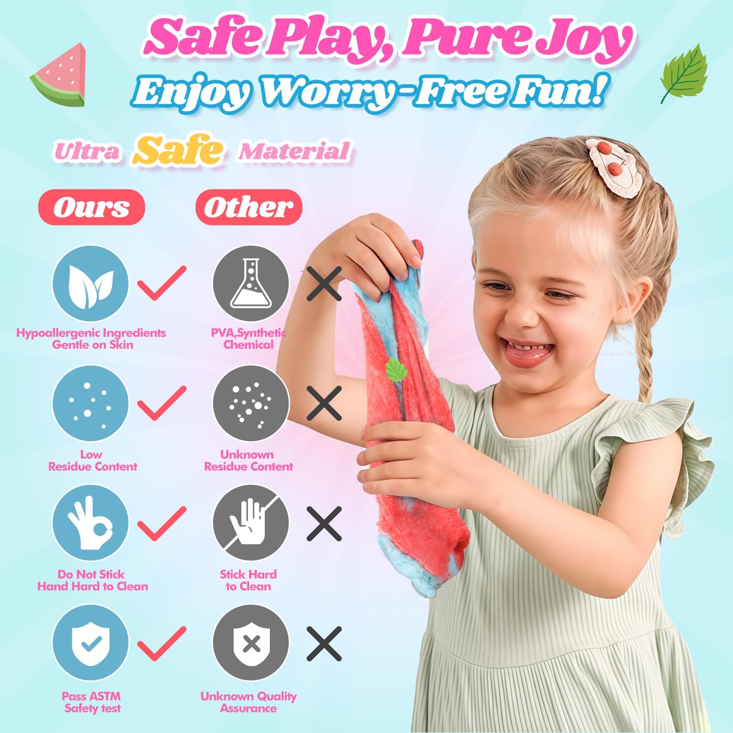 2 Pack Cloud Slime Kit with Red Watermelon & Mint Charms | Keemanman