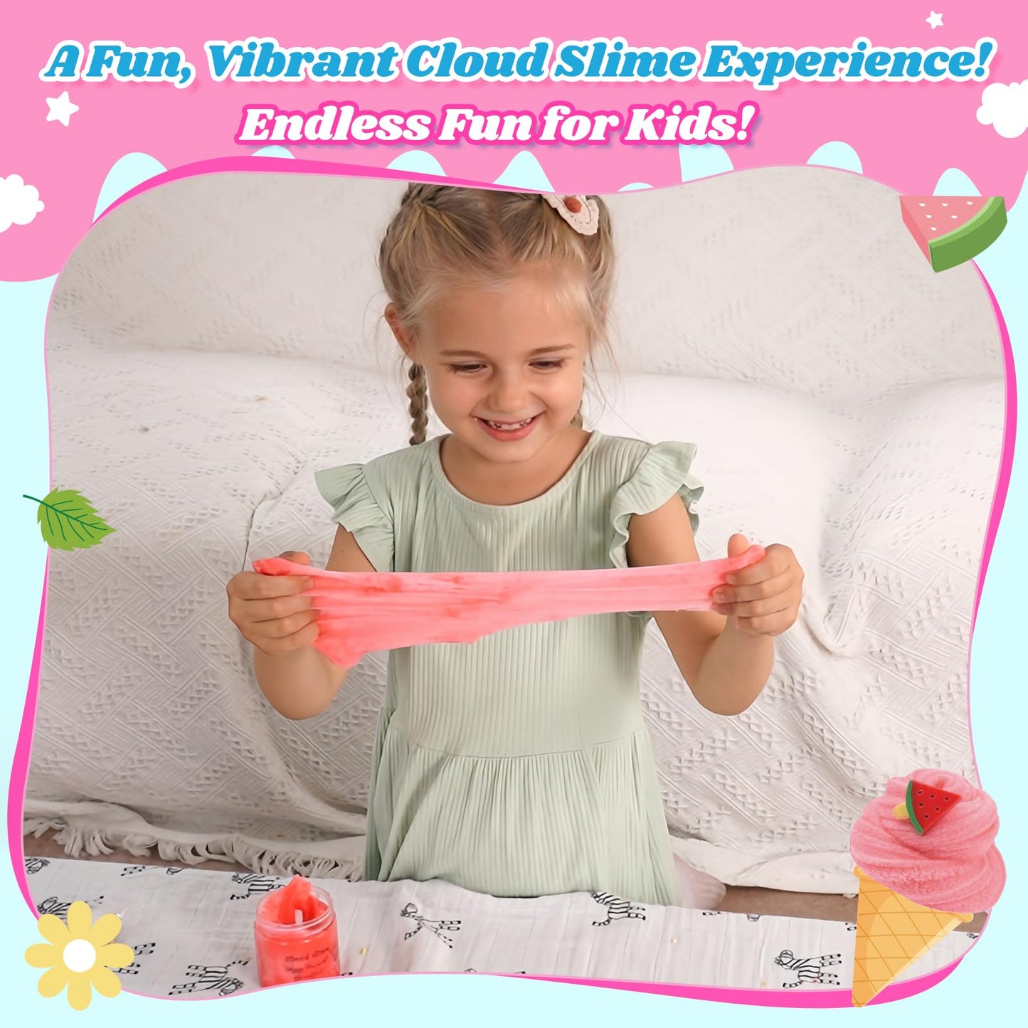 2 Pack Cloud Slime Kit with Red Watermelon & Mint Charms | Keemanman