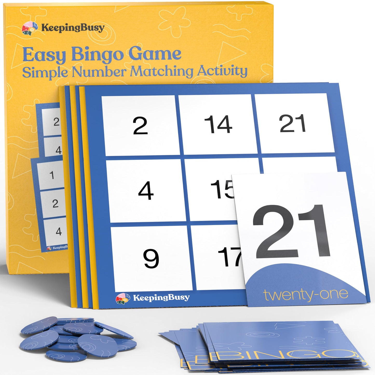 Keeping Busy Bingo Dementia Activities for Seniors – 6-Board Pokeno-Style Game Set with Cards & Chips