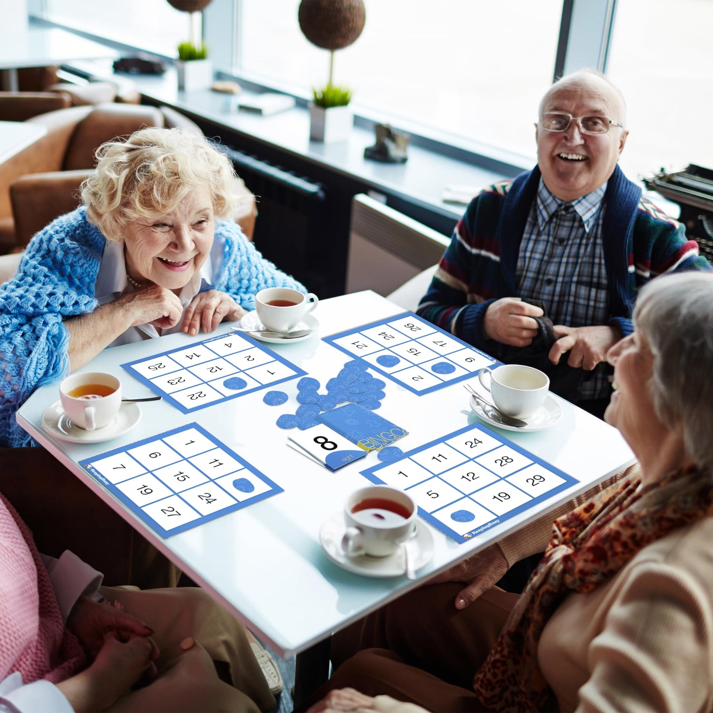 Keeping Busy Bingo Dementia Activities for Seniors – 6-Board Pokeno-Style Game Set with Cards & Chips