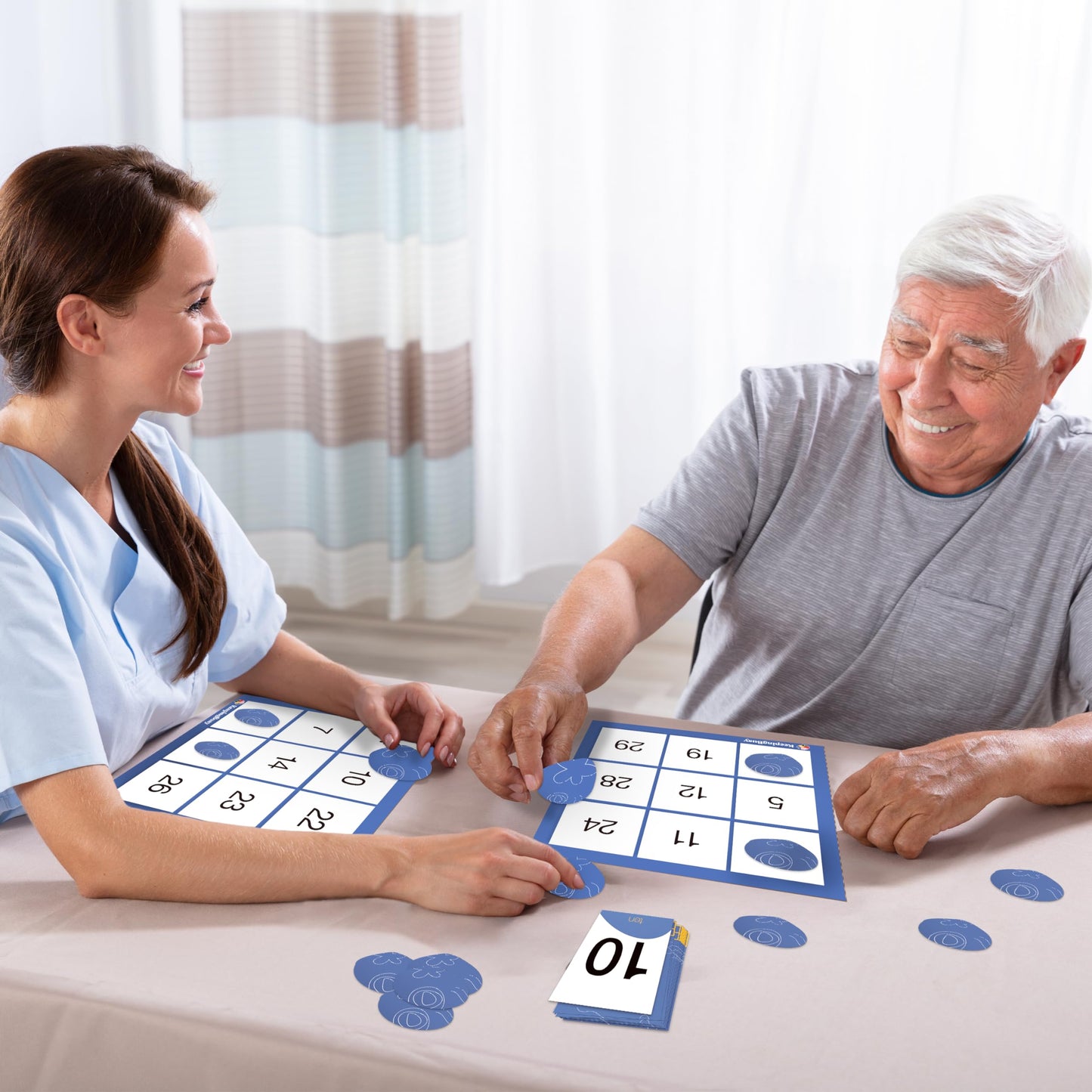 Keeping Busy Bingo Dementia Activities for Seniors – 6-Board Pokeno-Style Game Set with Cards & Chips