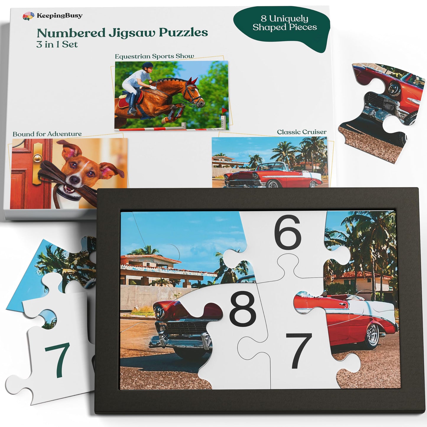 Keeping Busy Numbered 3 Pack Large Piece Puzzles for Seniors | Dementia Activities & Elder Care