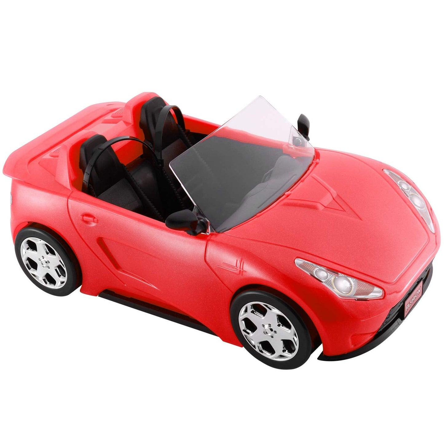 KeepRunning Glittering Deep Red Convertible Doll Car with Working Seat Belts | Ideal Gift