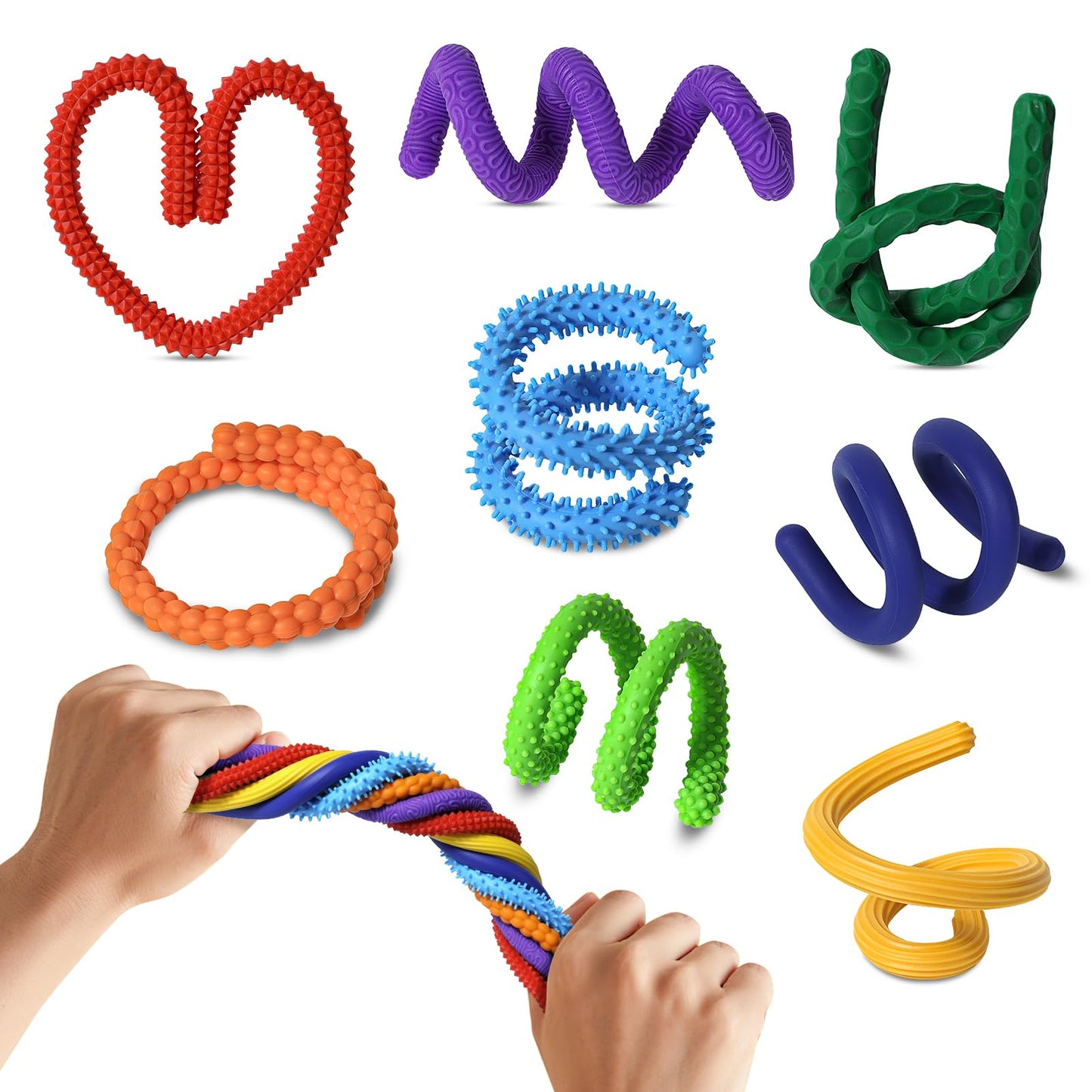KEEYMENT Fidget Toys Sensory Stick – Quiet, Bendable 8-Pack for Kids & Adults