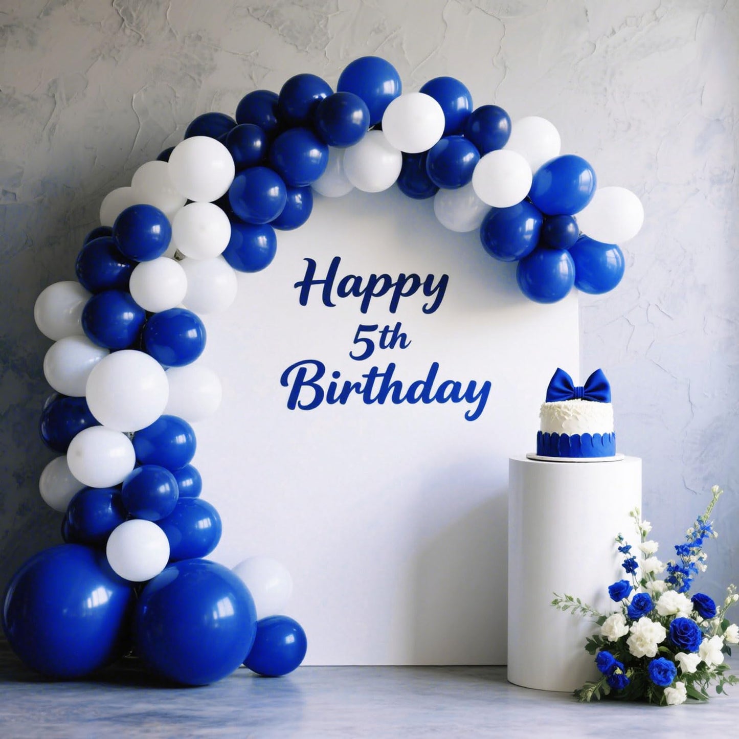 K.E.J Royal Blue Balloon Arch Kit – 145pcs Latex Balloons (18, 12, 10, 5 Inch) for Party Decoration