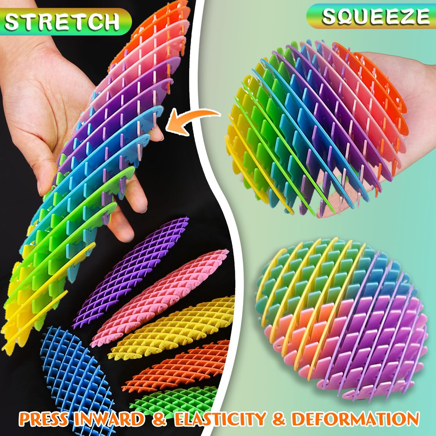 KEJIH Fidget Worm Toy 8pcs – Multi-Color Stretch Fidget Toys for Stress Relief