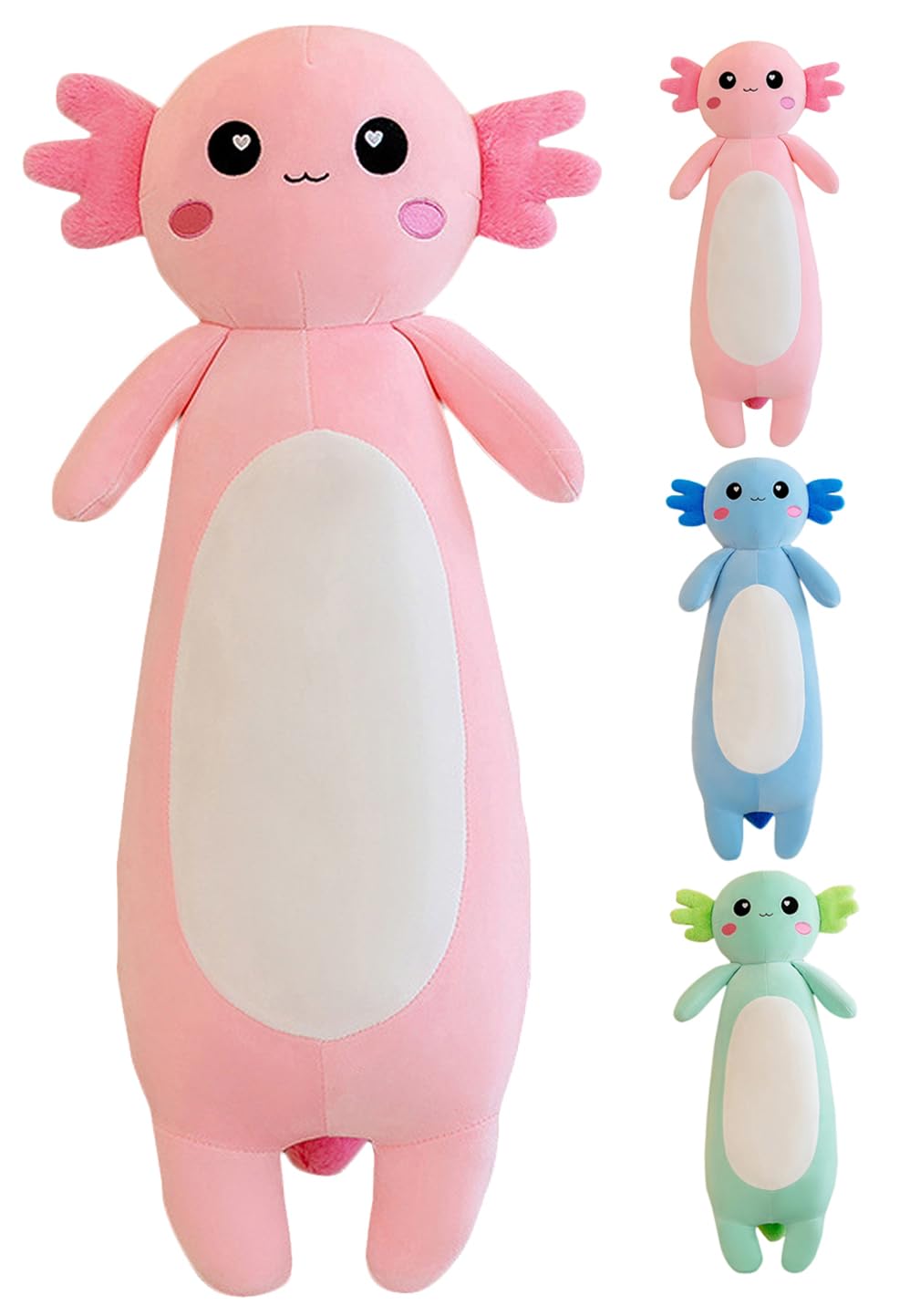 Kekeso Long Axolotl Plush Pillow - 80cm Pink Salamander Plush Toy
