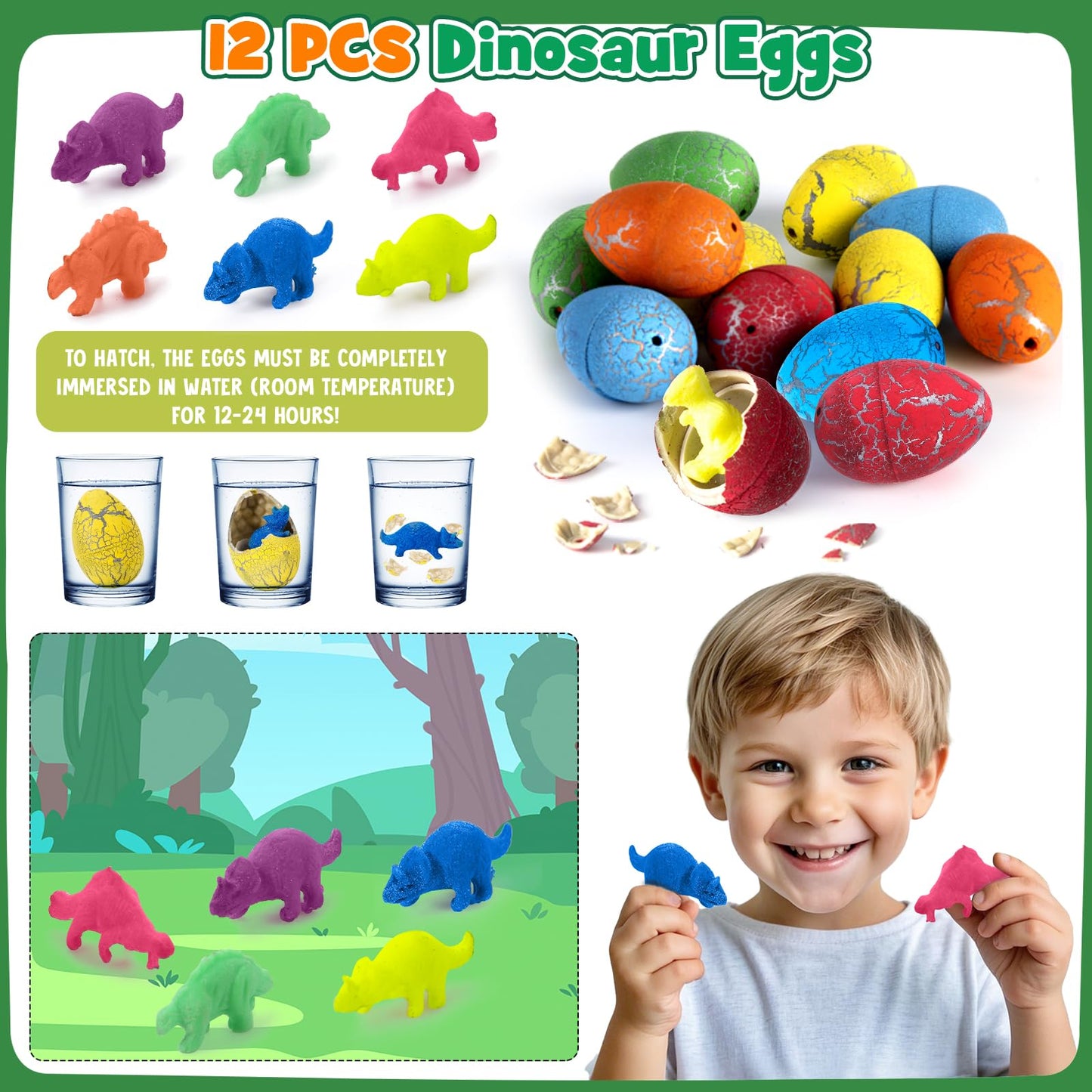 KELENO 146pcs Dinosaur Party Favors – Non-Woven Bags, Craft Kit & Dino Party Supplies