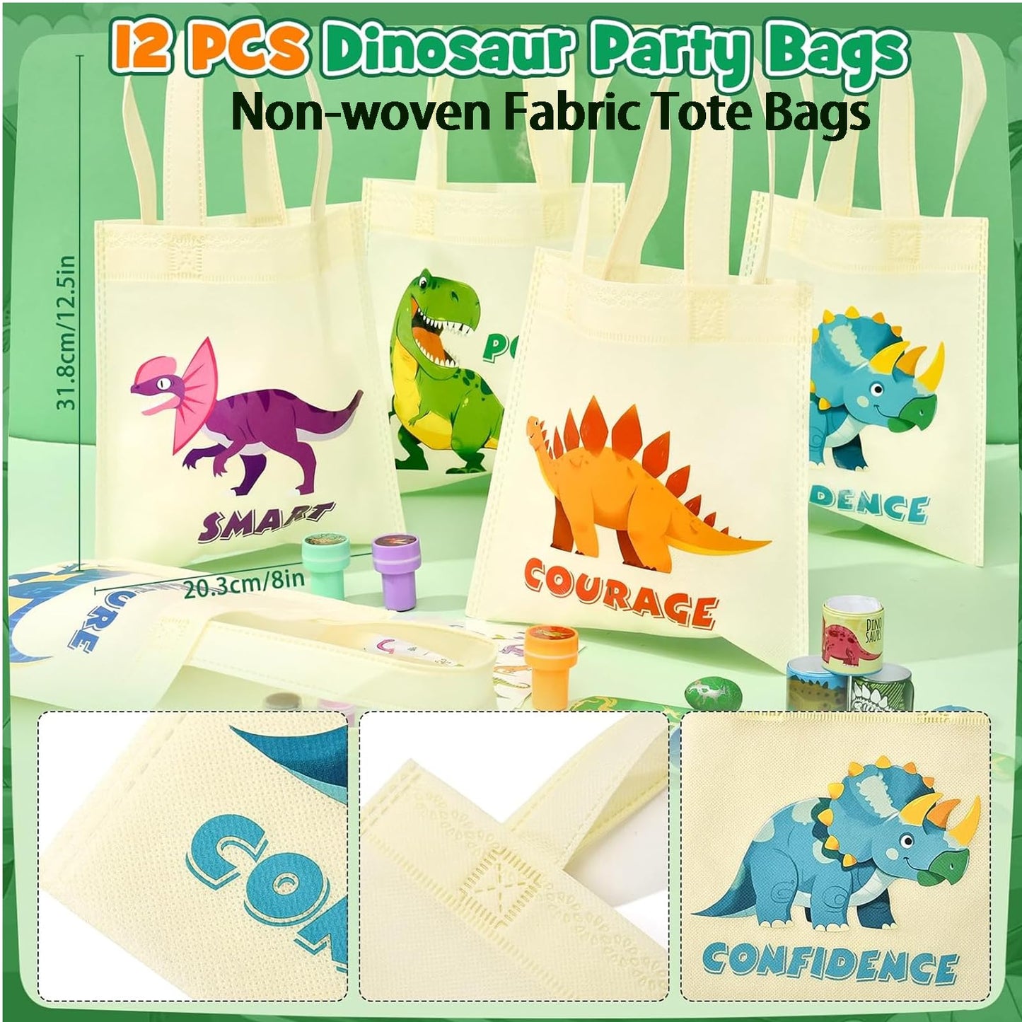 KELENO 146pcs Dinosaur Party Favors – Non-Woven Bags, Craft Kit & Dino Party Supplies
