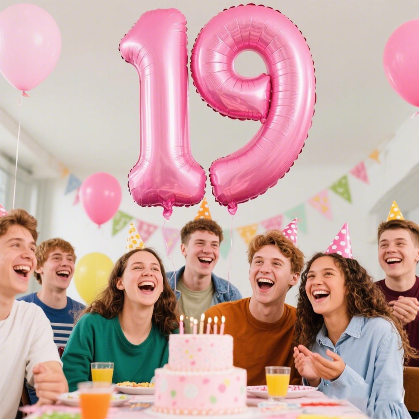 Kelfuoya 40 Inch Pink Number 19 Digital Balloon – Jumbo Mylar Foil Balloon for 19 Birthday & Anniversary