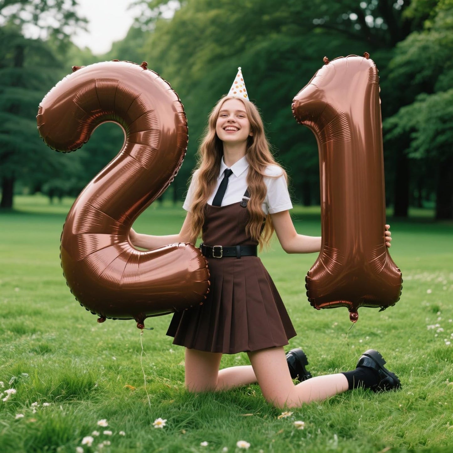 Kelfuoya 40-Inch Dark Brown Number 21 Foil Balloon | 21st Birthday & Anniversary Party Decor