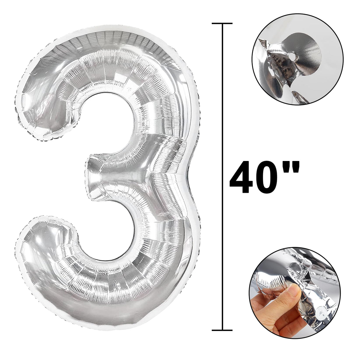 Kelfuoya 40-Inch Silver Number 30 Balloon – Jumbo Mylar Foil Helium Balloons for Birthday & Anniversary Parties