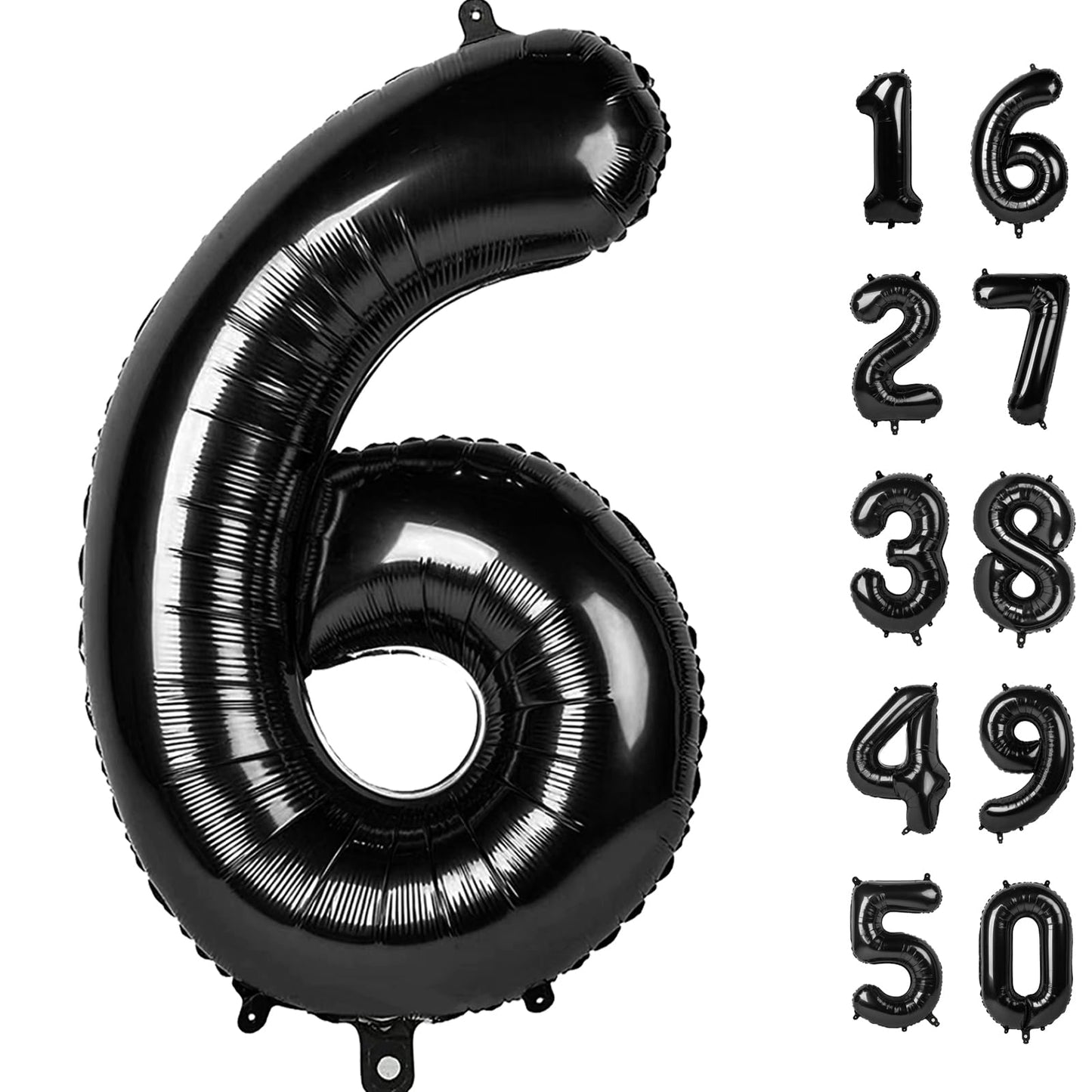 Kelfuoya 40-Inch Black Number 6 Foil Balloon — Giant Birthday & Anniversary Decor