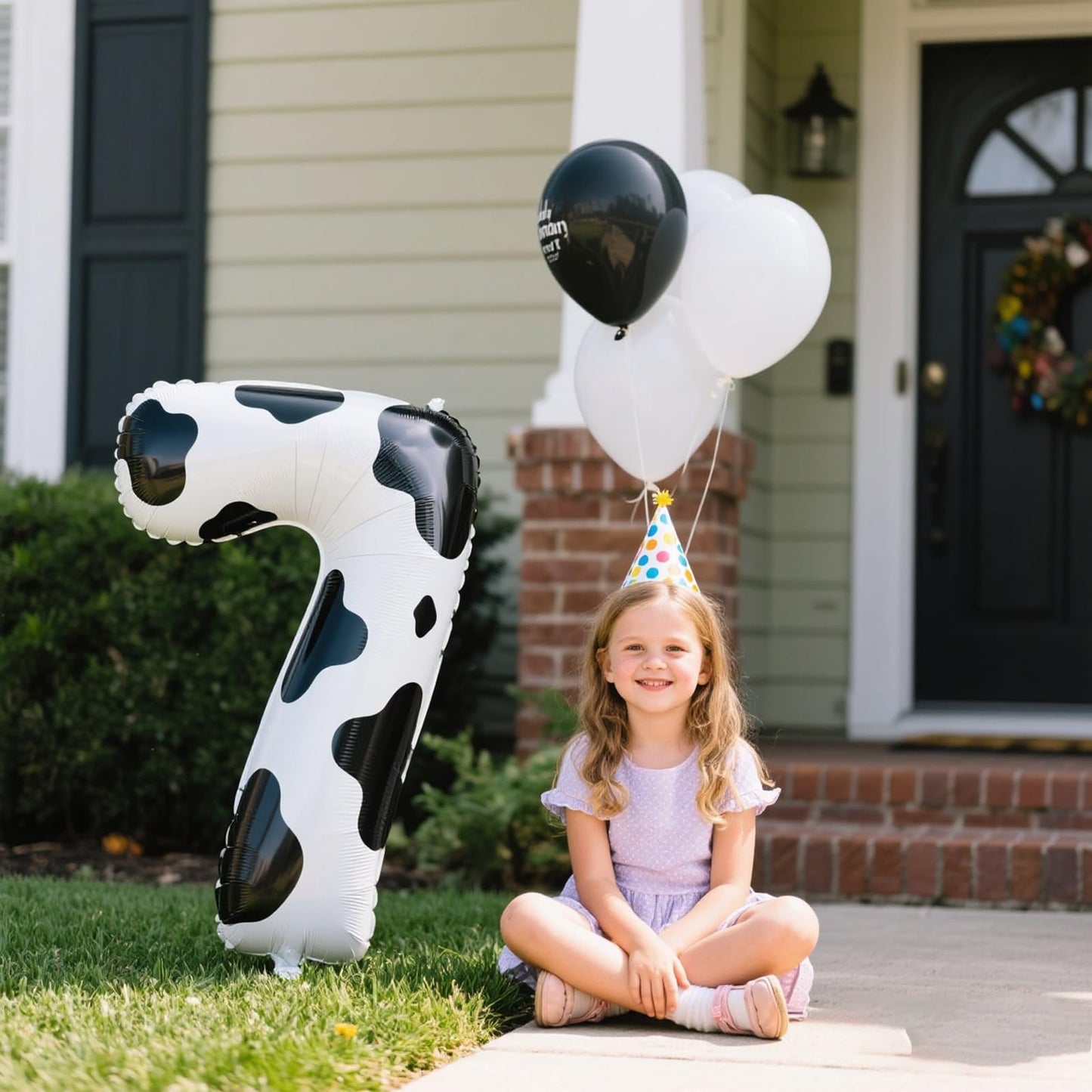 Kelfuoya 40-Inch Cow Print Number 7 Balloon | Jumbo Mylar Birthday & Anniversary Decor