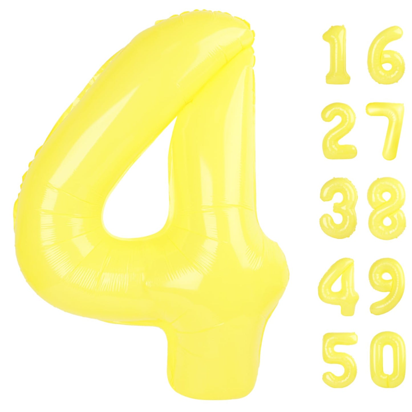 Kelfuoya 40-Inch Macaron Yellow Number 4 Foil Balloon – Giant Birthday & Anniversary Party Decor
