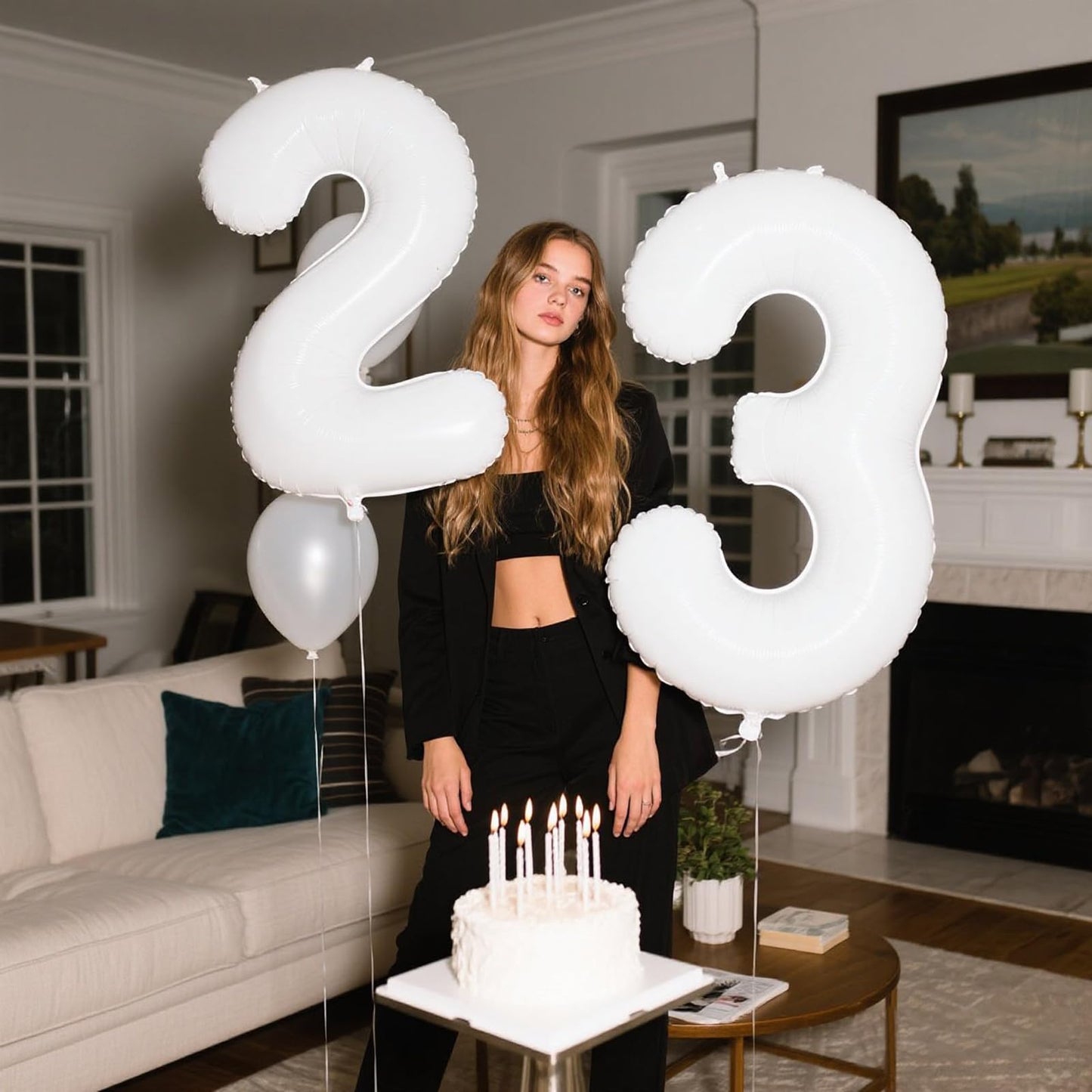 Kelfuoya 40-Inch White Number 23 Balloon – Jumbo Mylar Foil Helium Balloon for Birthday & Anniversary Parties
