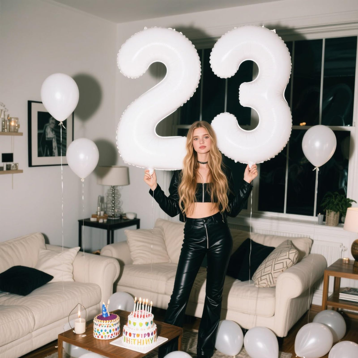 Kelfuoya 40-Inch White Number 23 Balloon – Jumbo Mylar Foil Helium Balloon for Birthday & Anniversary Parties