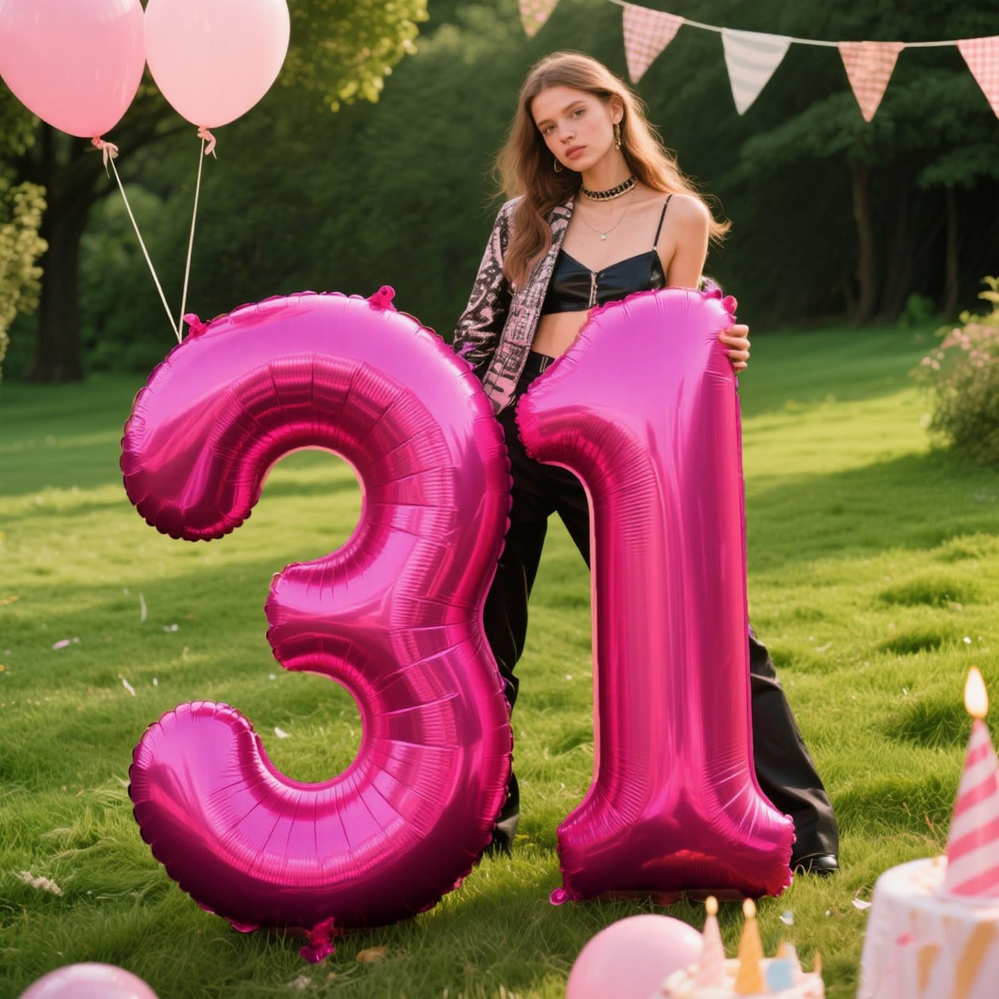 Kelfuoya Rose Red Number 3 40-Inch Mylar Balloon – Hot Pink Foil Birthday Party Decor