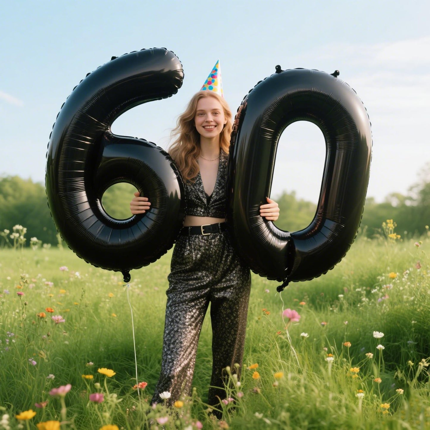 Kelfuoya 40-Inch Black Number 6 Foil Balloon — Giant Birthday & Anniversary Decor