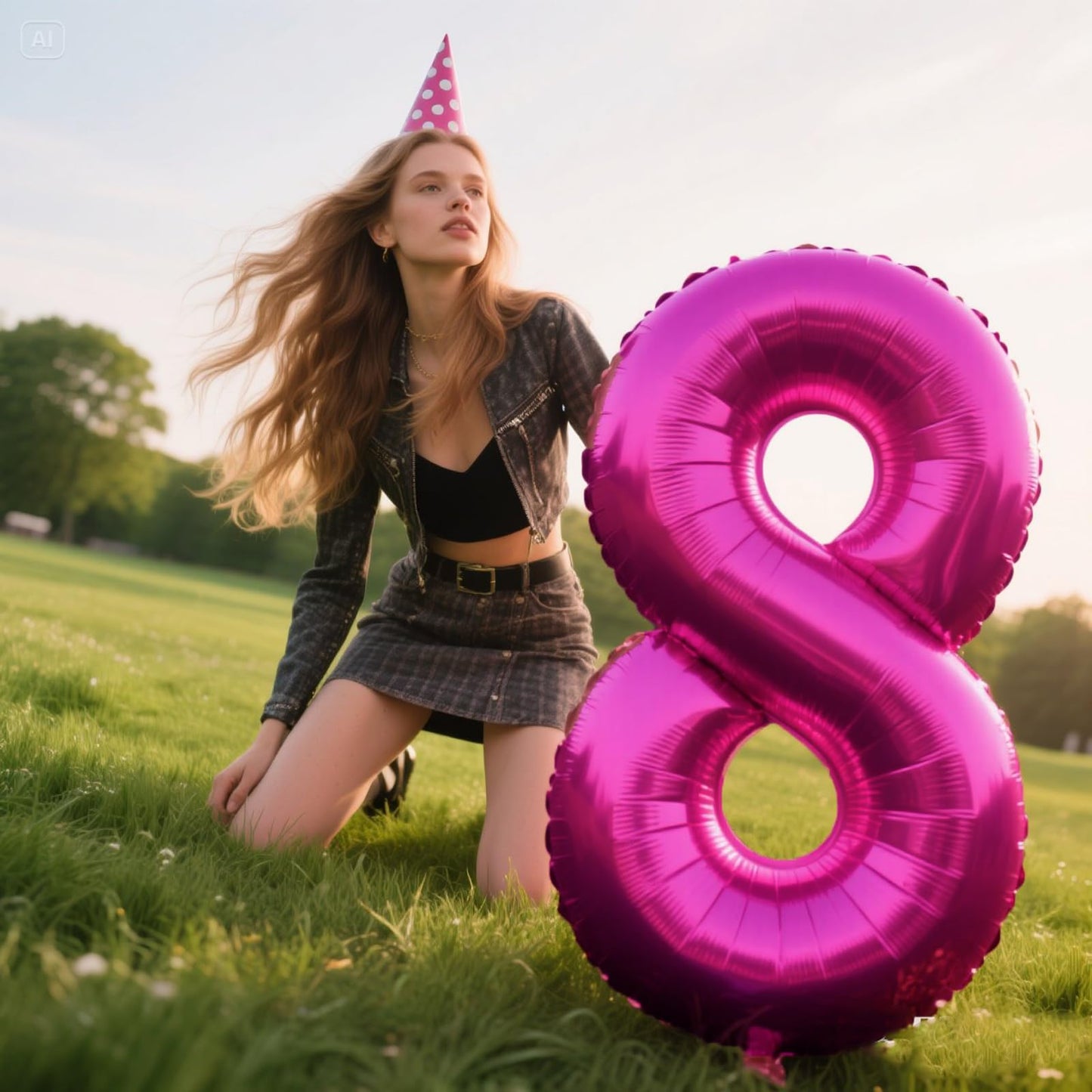 Kelfuoya Rose Red Number 8 Balloon, 40-Inch Jumbo Hot Pink Foil Balloon for Birthdays & Anniversaries