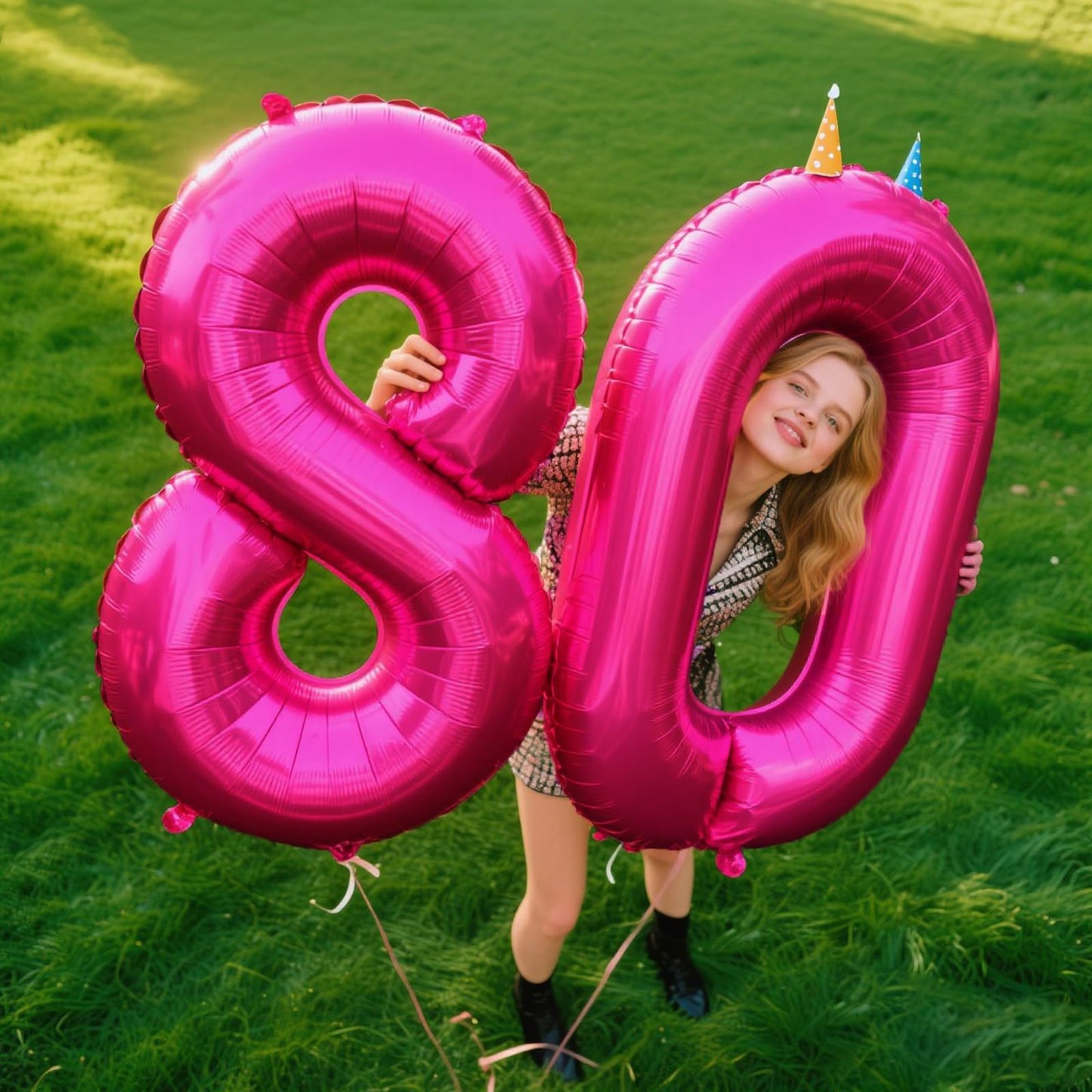 Kelfuoya Rose Red Number 8 Balloon, 40-Inch Jumbo Hot Pink Foil Balloon for Birthdays & Anniversaries
