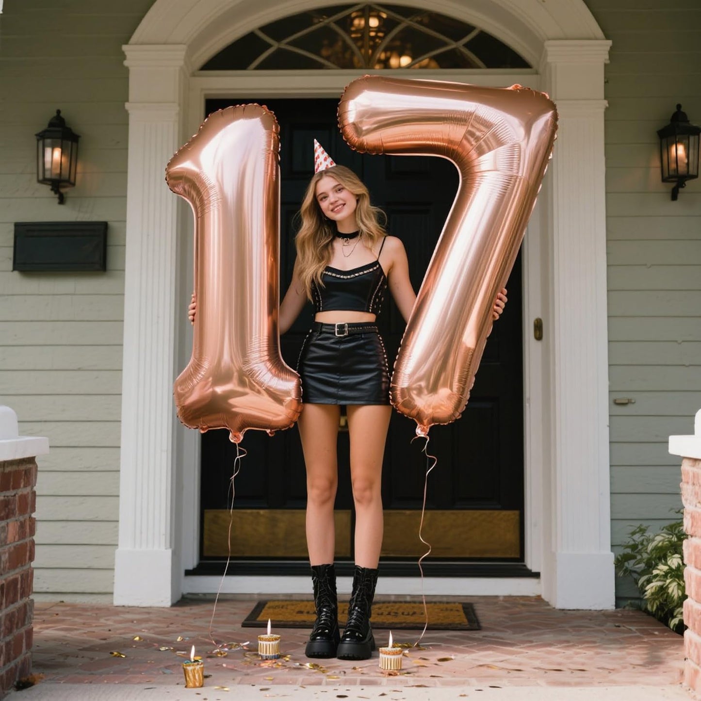 Kelfuoya Rose Gold 40-Inch Number 7 Foil Mylar Balloon - Giant Party Balloon for Birthday & Anniversary