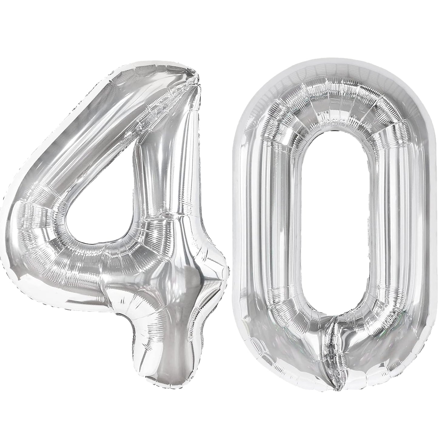 Kelfuoya 40-Inch Silver Number Balloon – 40 Digital Jumbo Mylar Foil Party Decor