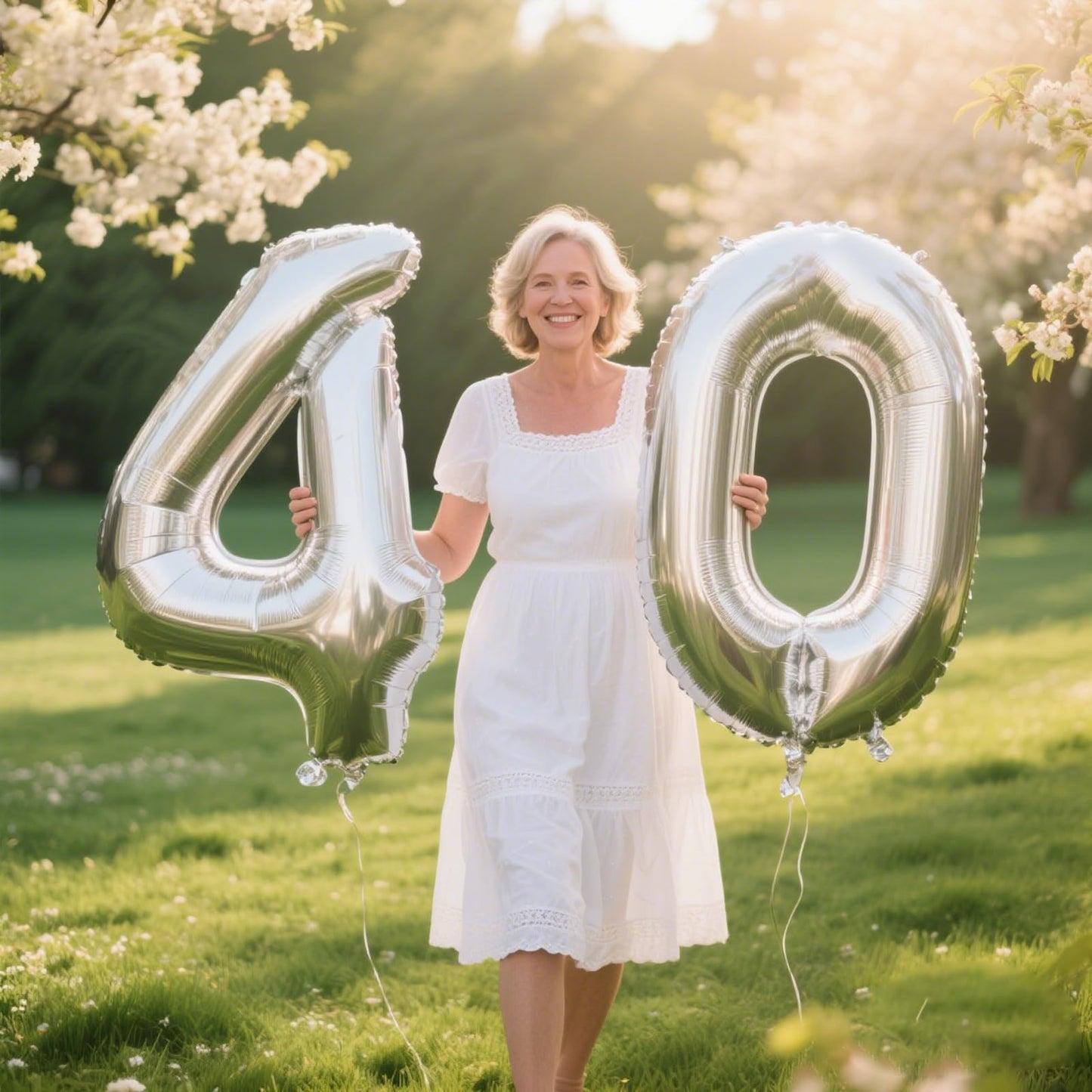 Kelfuoya 40-Inch Silver Number Balloon – 40 Digital Jumbo Mylar Foil Party Decor