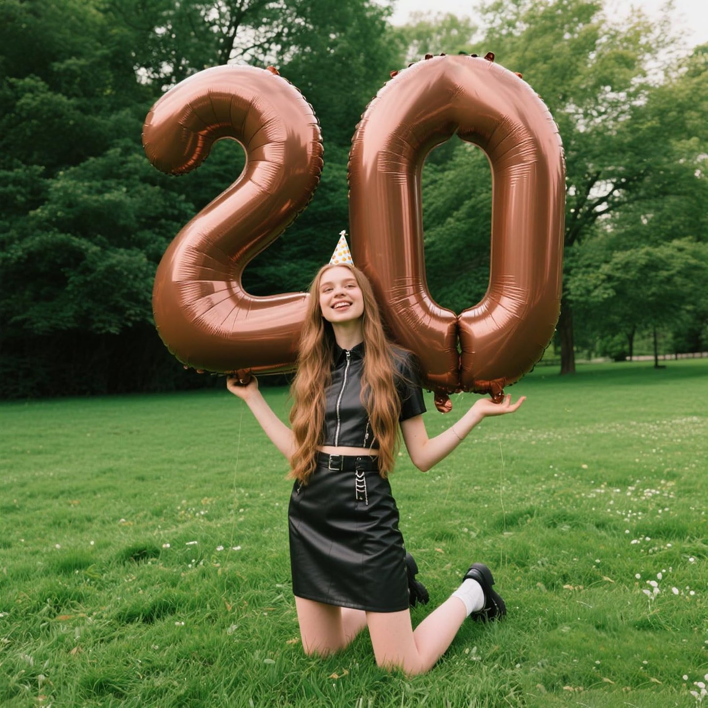 Kelfuoya 40in Dark Brown Number 20 Balloon – Chocolate Jumbo Mylar Foil for Birthday & Anniversary Decor