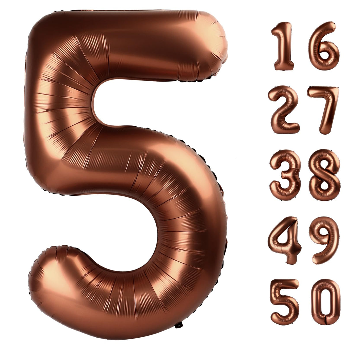 Kelfuoya 40in Dark Brown Number 5 Balloon – Jumbo Mylar Foil Birthday Decor
