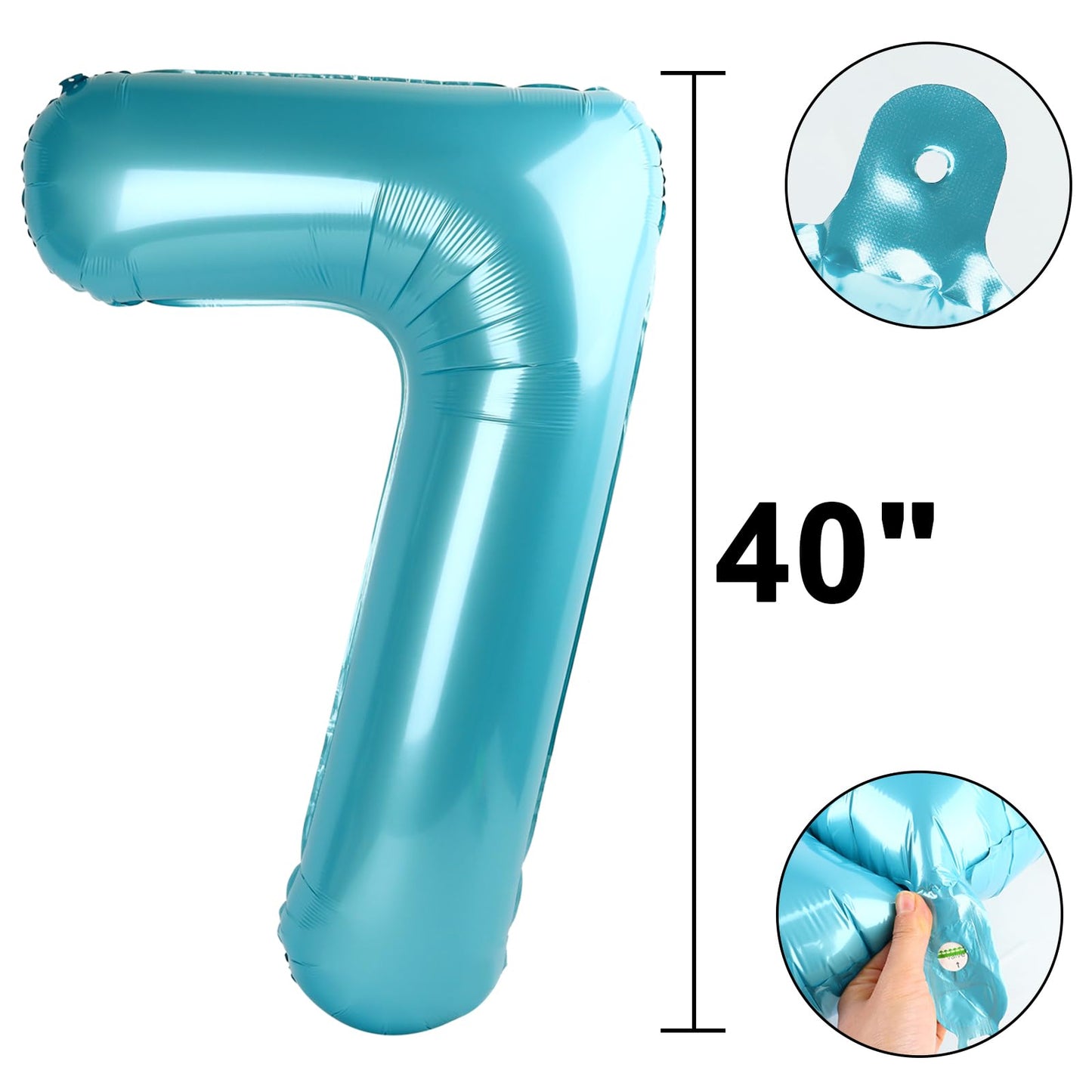 Kelfuoya 40-Inch Number Blue 7 Foil Balloon – Large 7 Birthday & Anniversary Party Decor